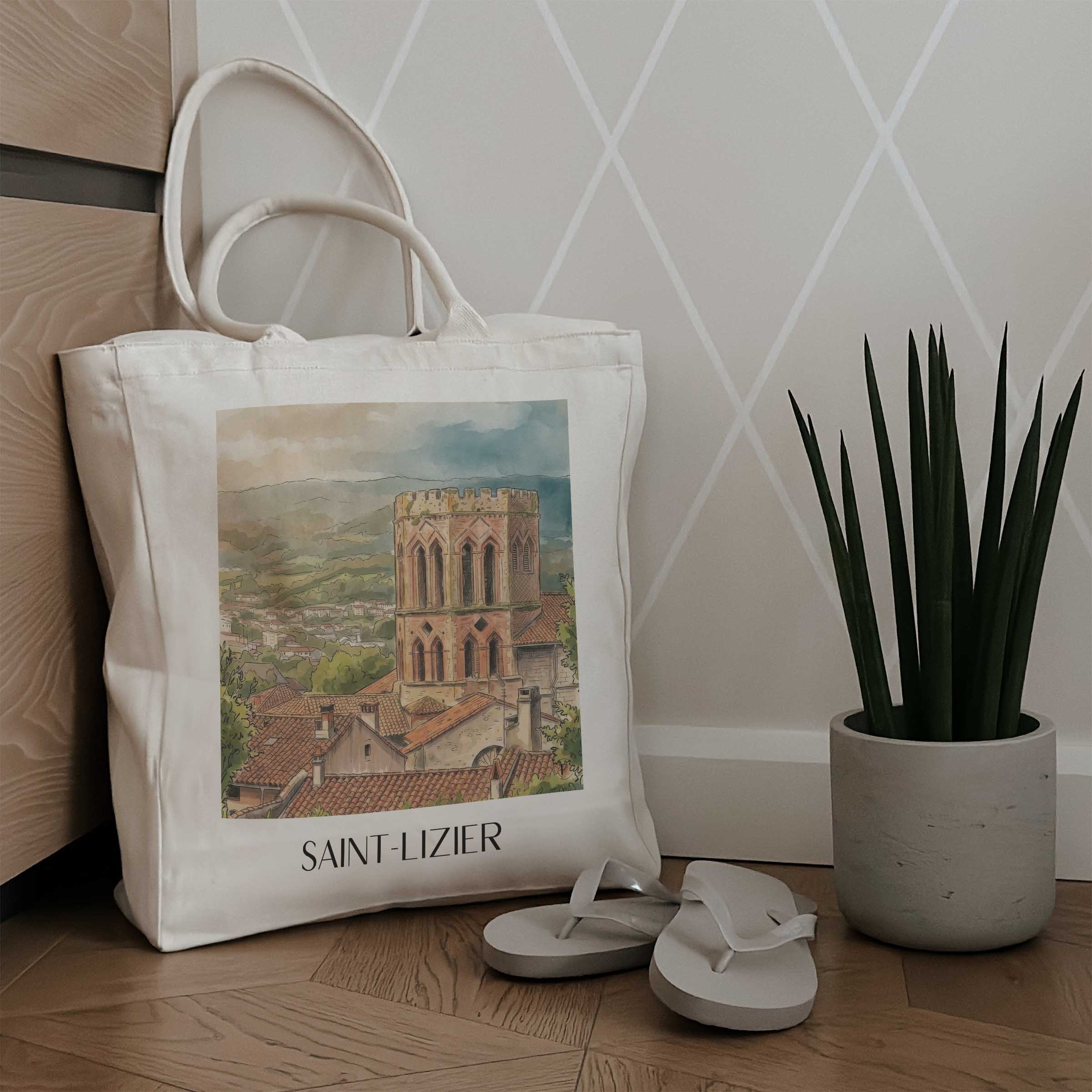 saint-lizier-couserans-frankreich-einkaufstasche-aquarell