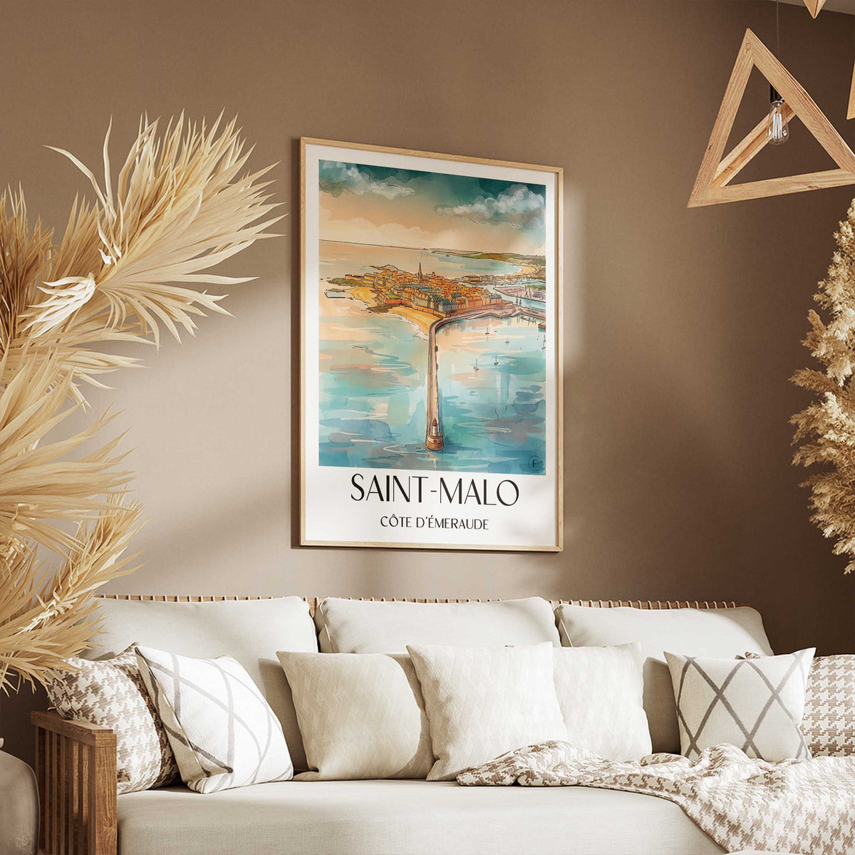 saint-malo-côte-d'émeraude-frankreich-poster-aquarell
