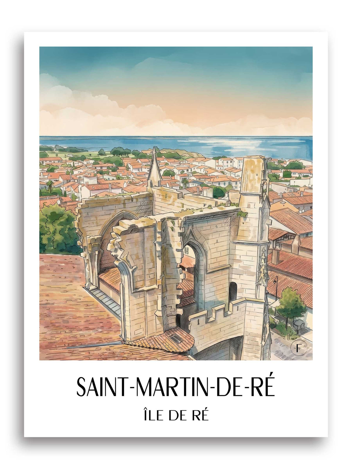 Saint-Martin-de-Ré Poster - Île de Ré - Frankreich Kunstdruck - Aquarell von A4 bis A1 - favplace