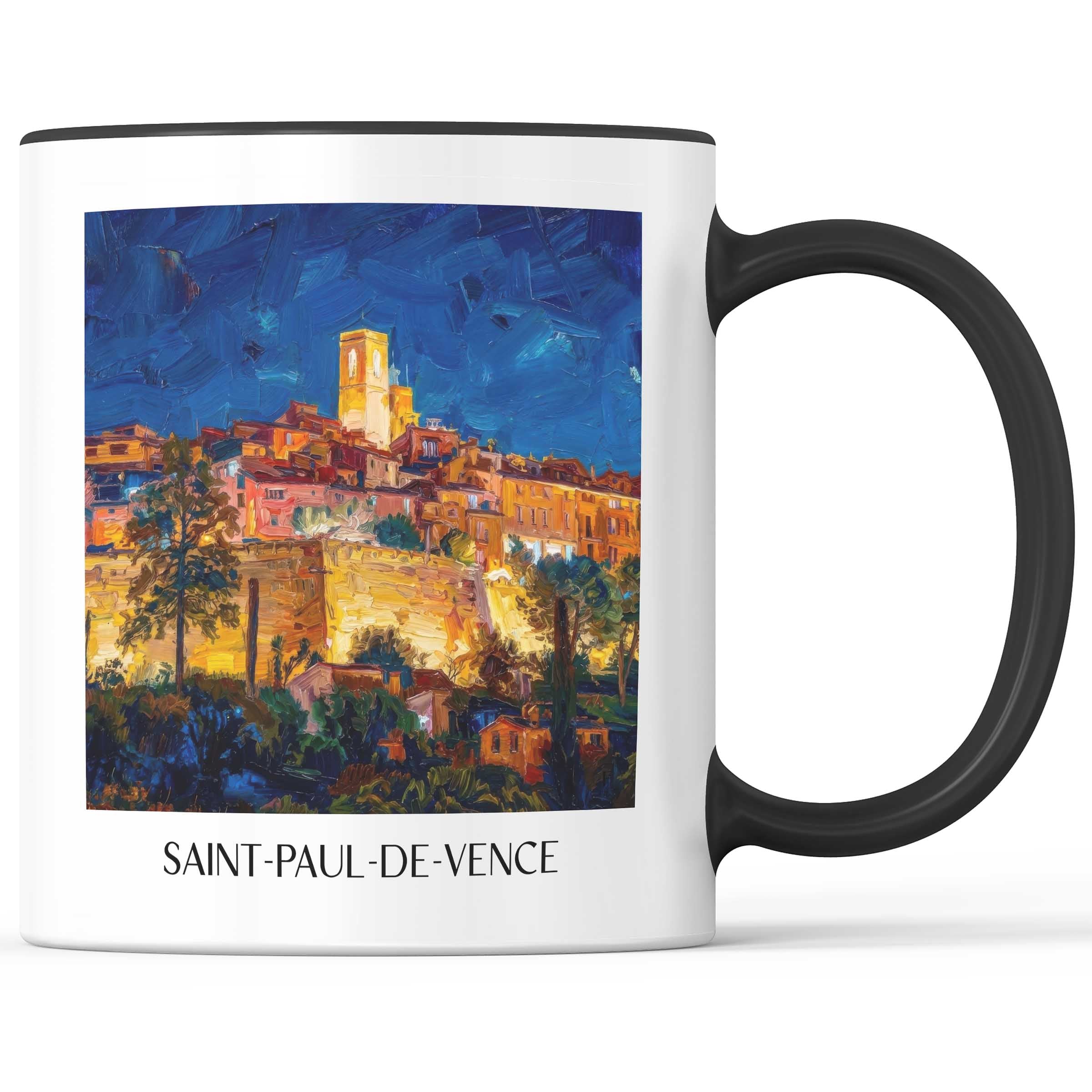 Saint-Paul-de-Vence Kaffeebecher - Côte d´Azur - Frankreich Becher - Kaffeetasse im Ölgemälde Stil - favplace