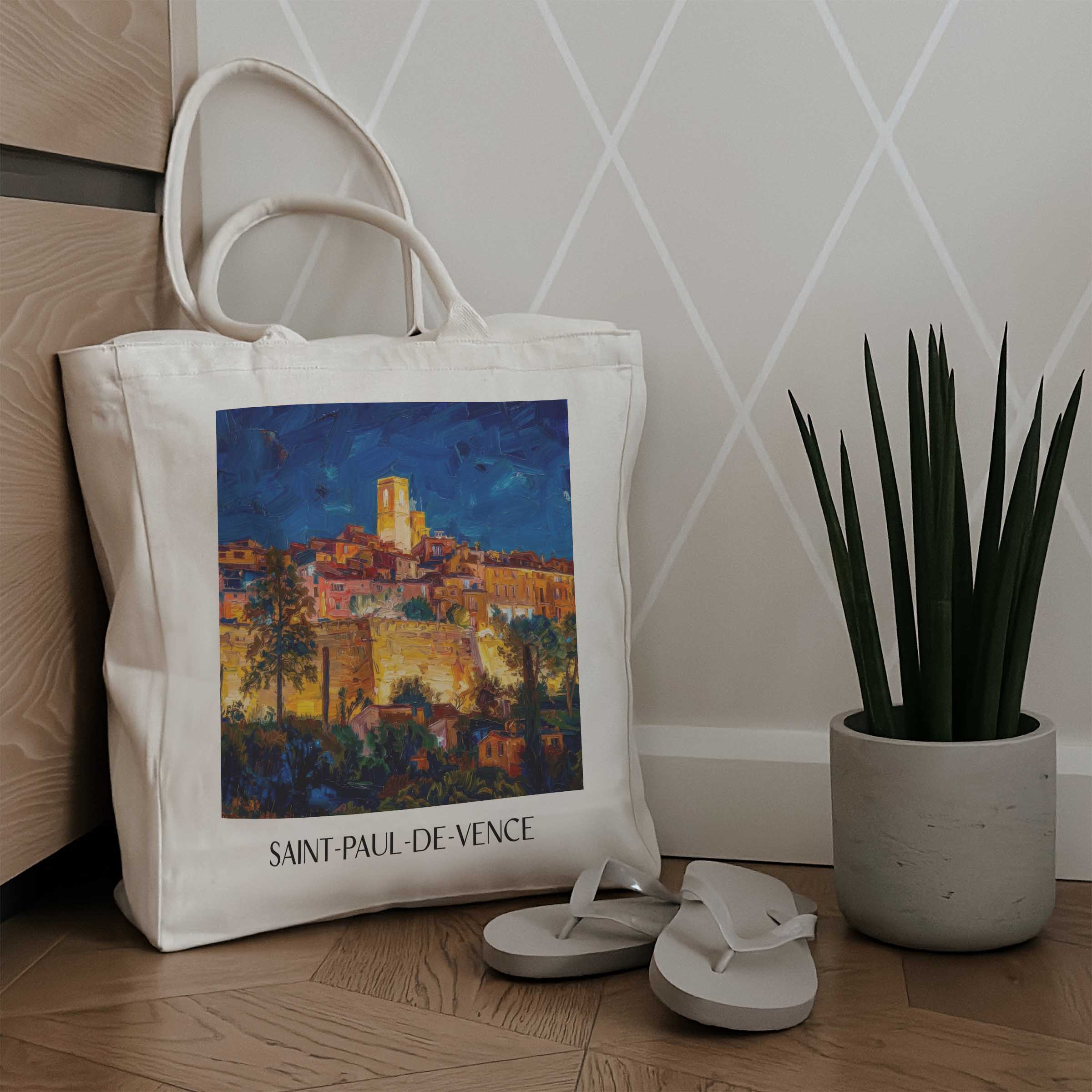 saint-paul-de-vence-côte-d´azur-frankreich-einkaufstasche-oil-painting-oelgemaelde
