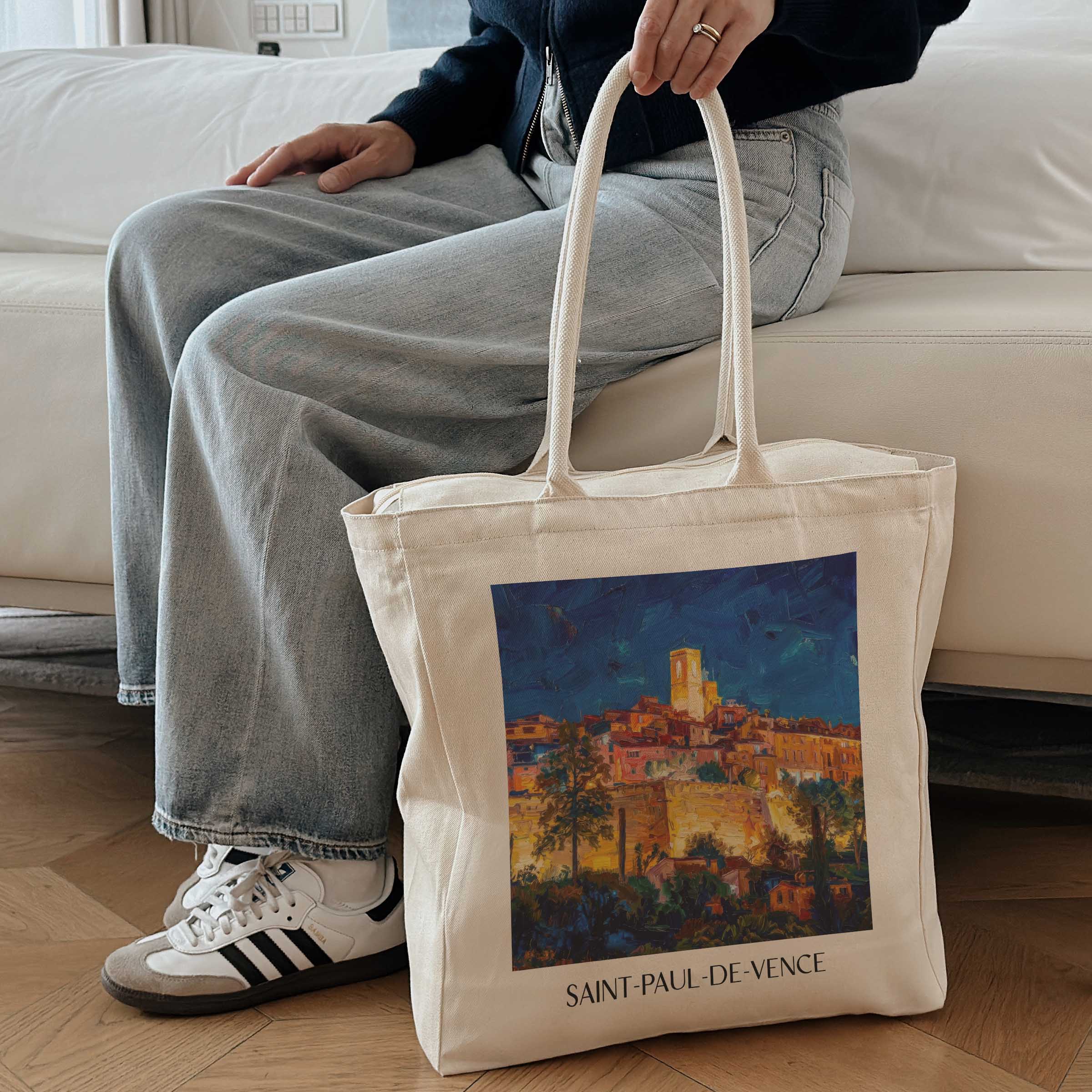 saint-paul-de-vence-côte-d´azur-frankreich-einkaufstasche-oil-painting-oelgemaelde