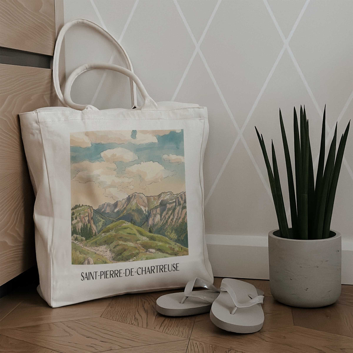 saint-pierre-de-chartreuse-isère-frankreich-einkaufstasche-aquarell