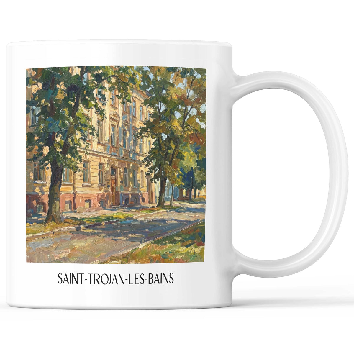 Saint-Trojan-les-Bains Kaffeebecher - Île d'Oléron - Frankreich Becher - Kaffeetasse im Ölgemälde Stil - favplace