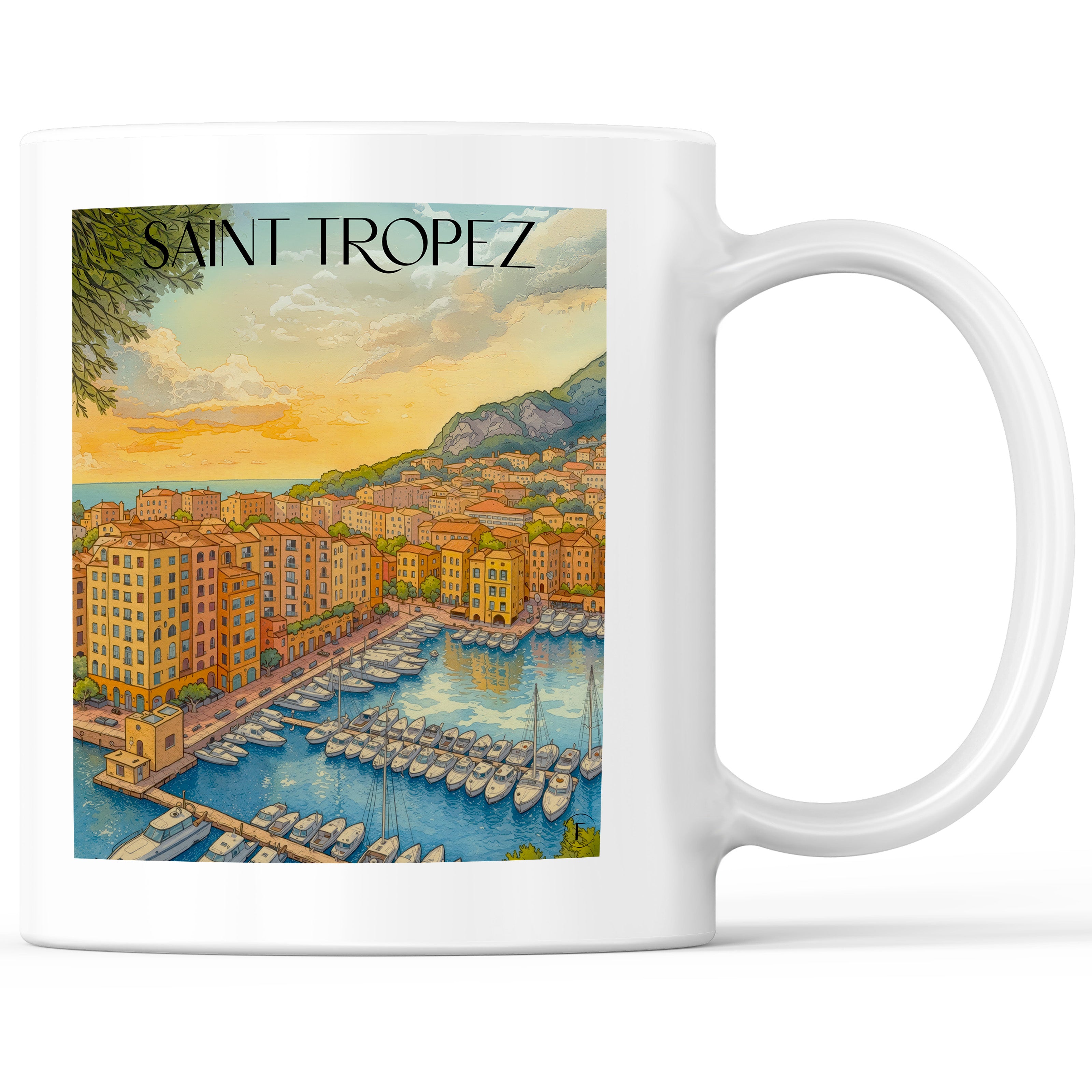 Saint Tropez - Frankreich Becher - Kaffeetasse im Aquarell Stil - favplace