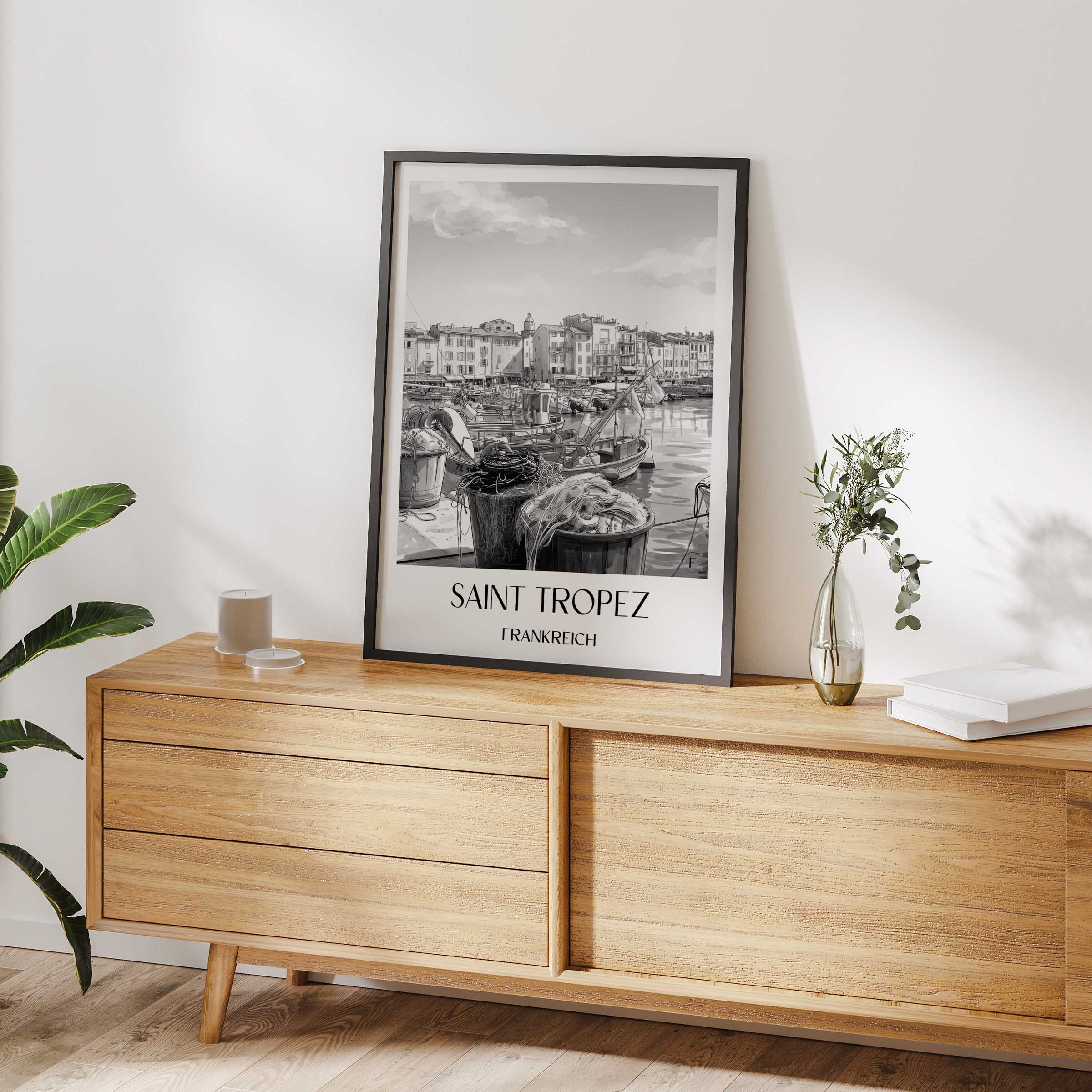 saint-tropez-frankreich-poster-aquarell-schwarz-weiss
