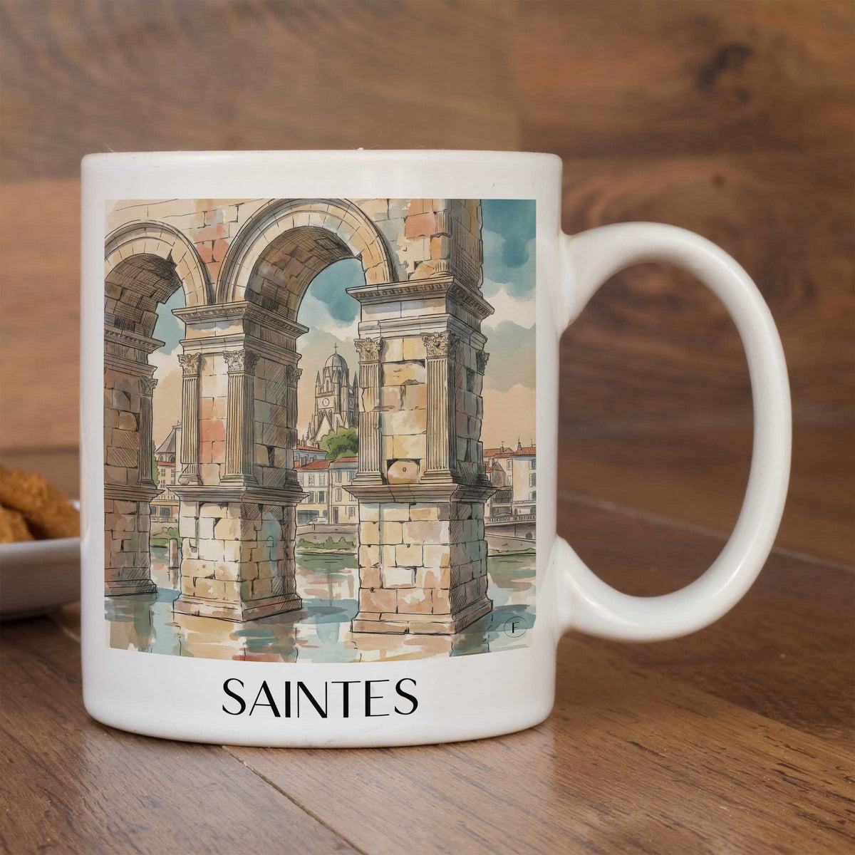 saintes-charente-maritime-frankreich-kaffeebecher-aquarell