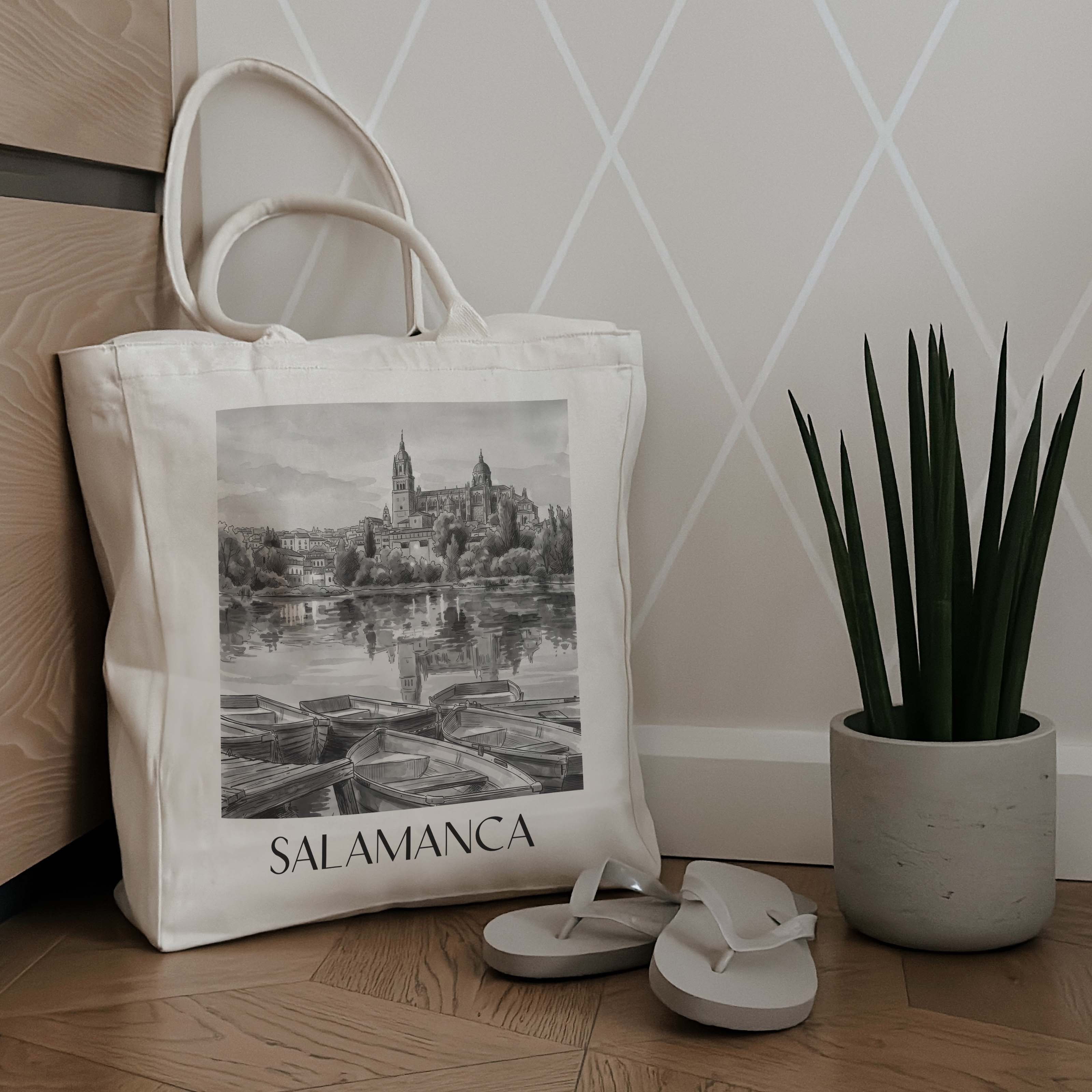 salamanca--spanien-spanien-einkaufstasche-aquarell-schwarz-weiss
