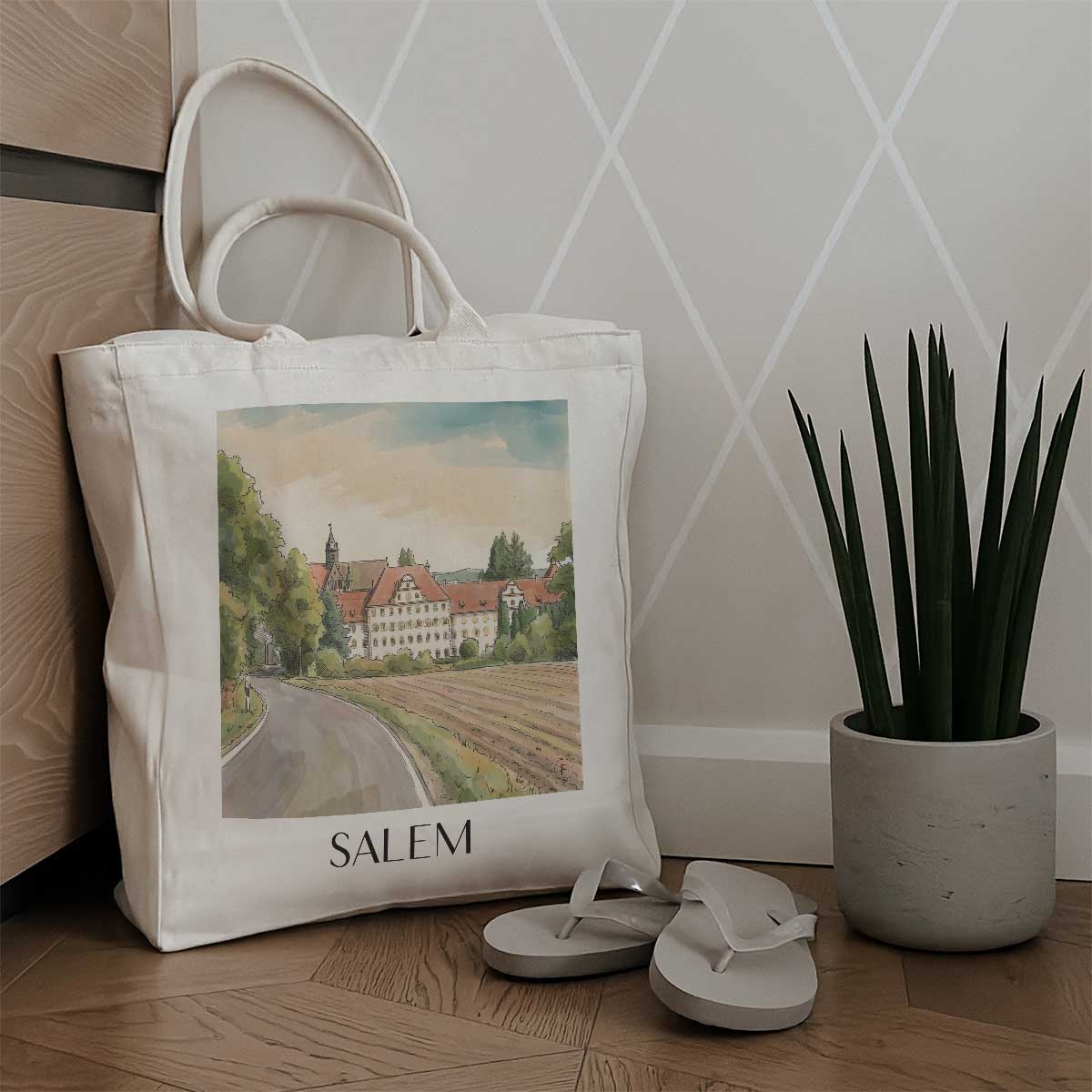 salem-bodensee-deutschland-einkaufstasche-aquarell