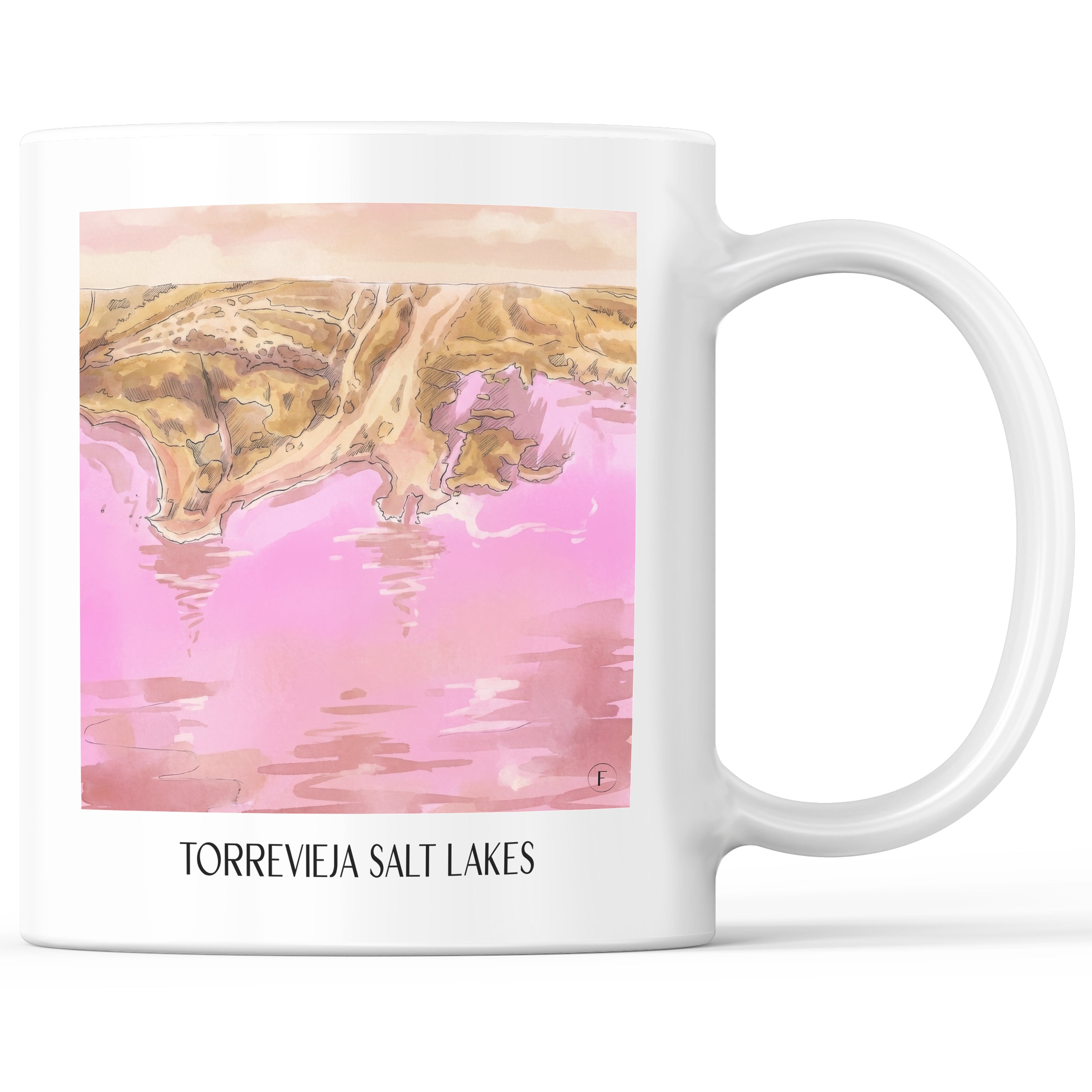 Salinas de Torrevieja Kaffeebecher - Spanien - Spanien Becher - Kaffeetasse im Aquarell Pink Stil - favplace