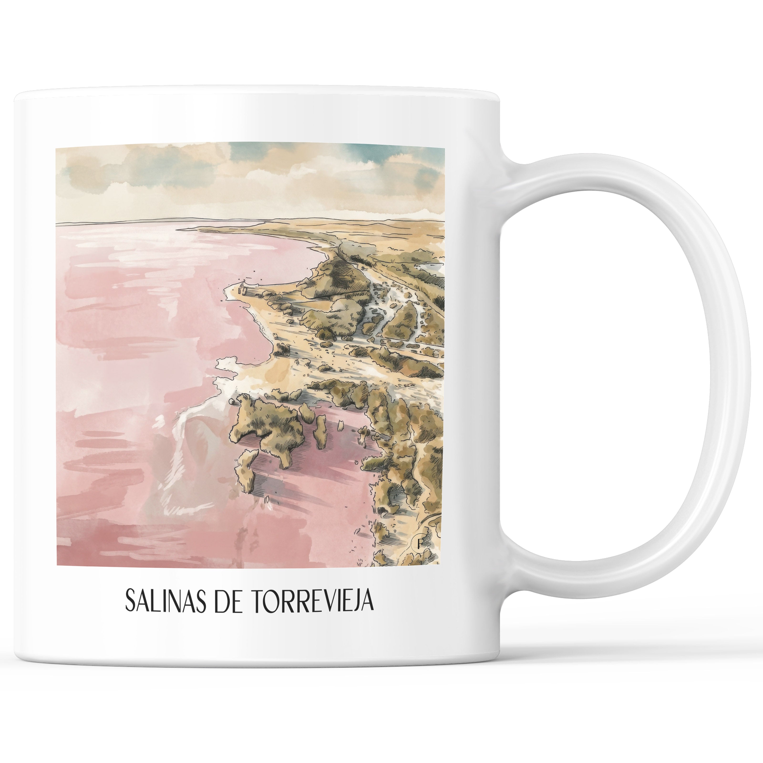 Salinas de Torrevieja Kaffeebecher - Spanien - Spanien Becher - Kaffeetasse im Aquarell Stil - favplace