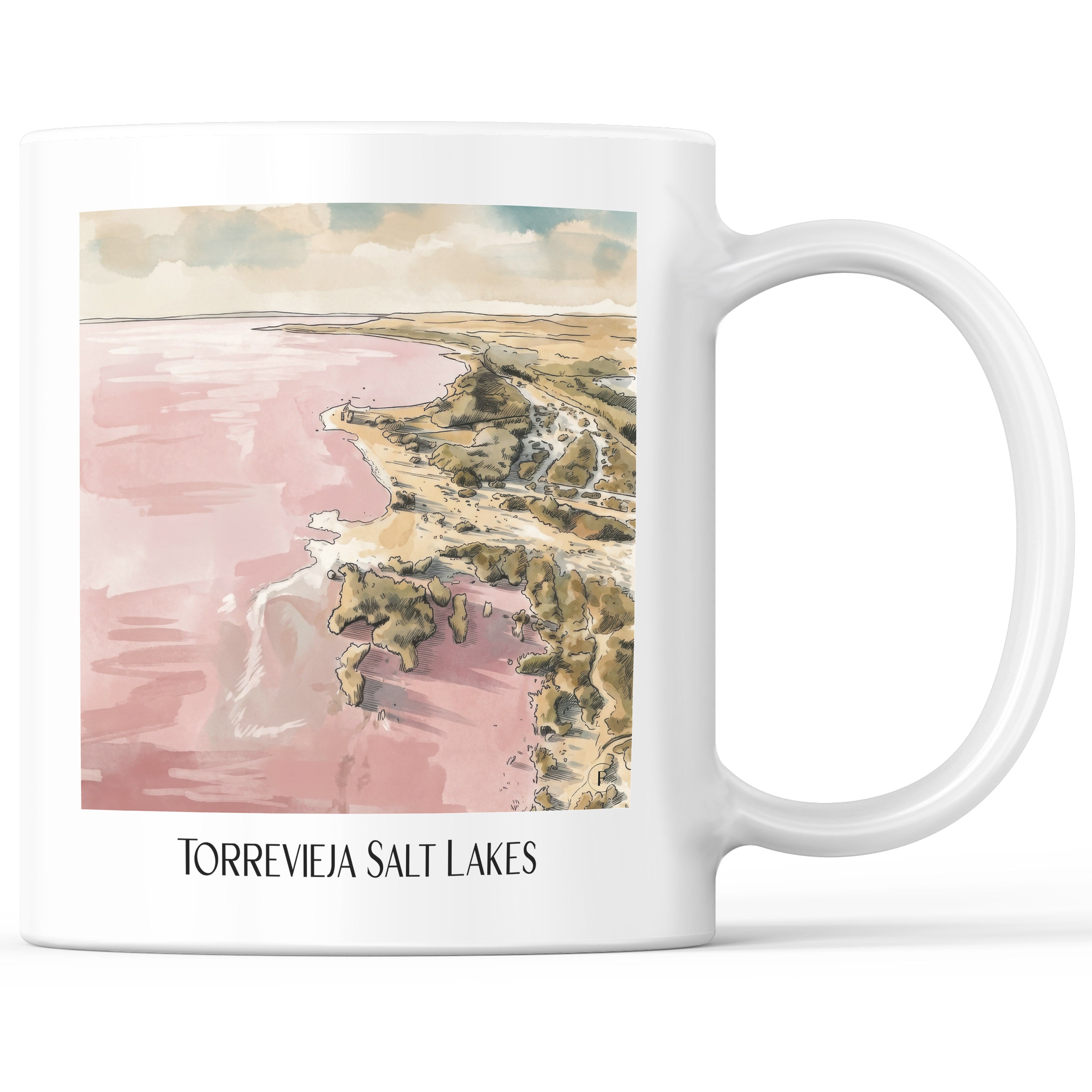 Salinas de Torrevieja Kaffeebecher - Spanien - Spanien Becher - Kaffeetasse im Aquarell Stil - favplace