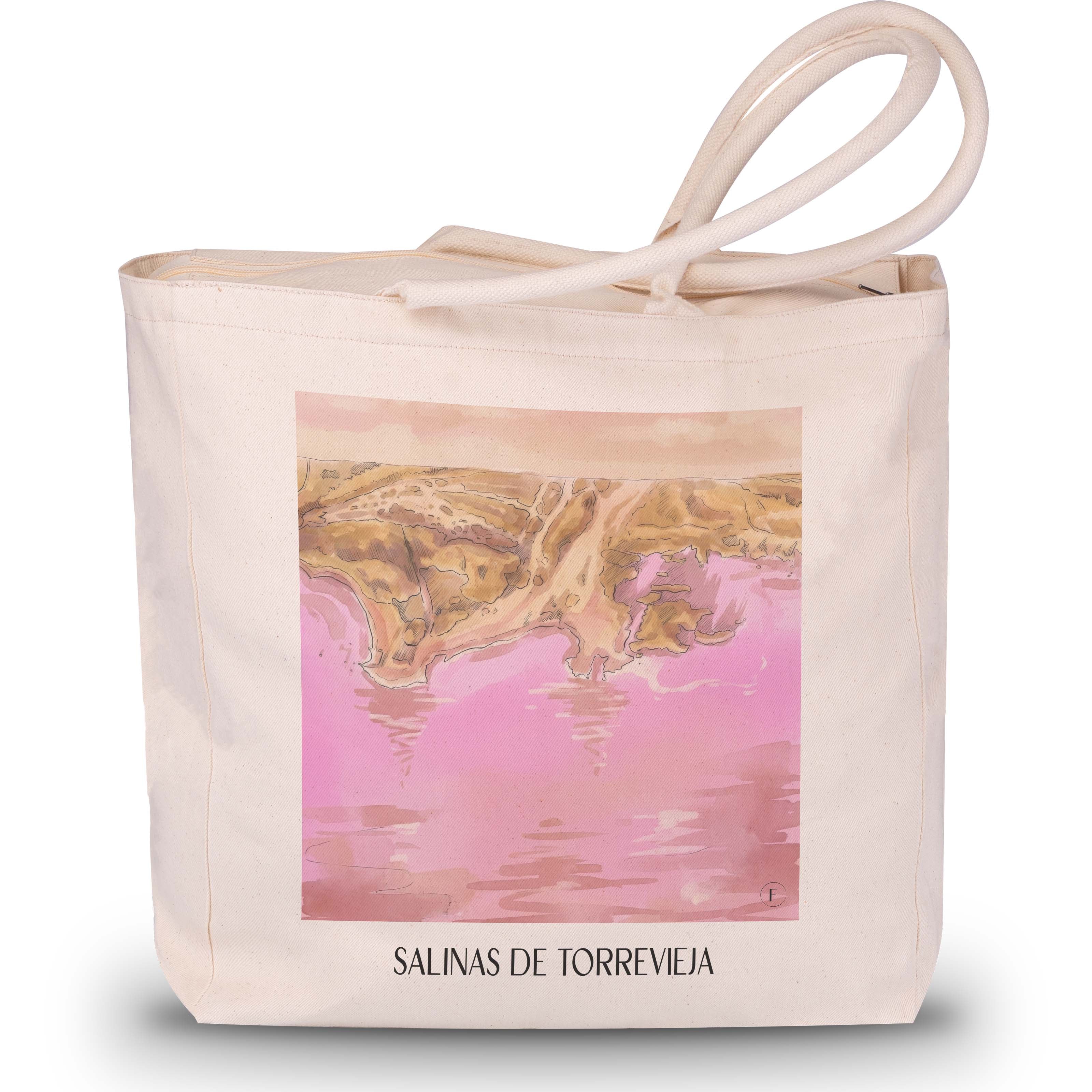 salinas-de-torrevieja-spanien-spanien-einkaufstasche-aquarell-pink-rosa
