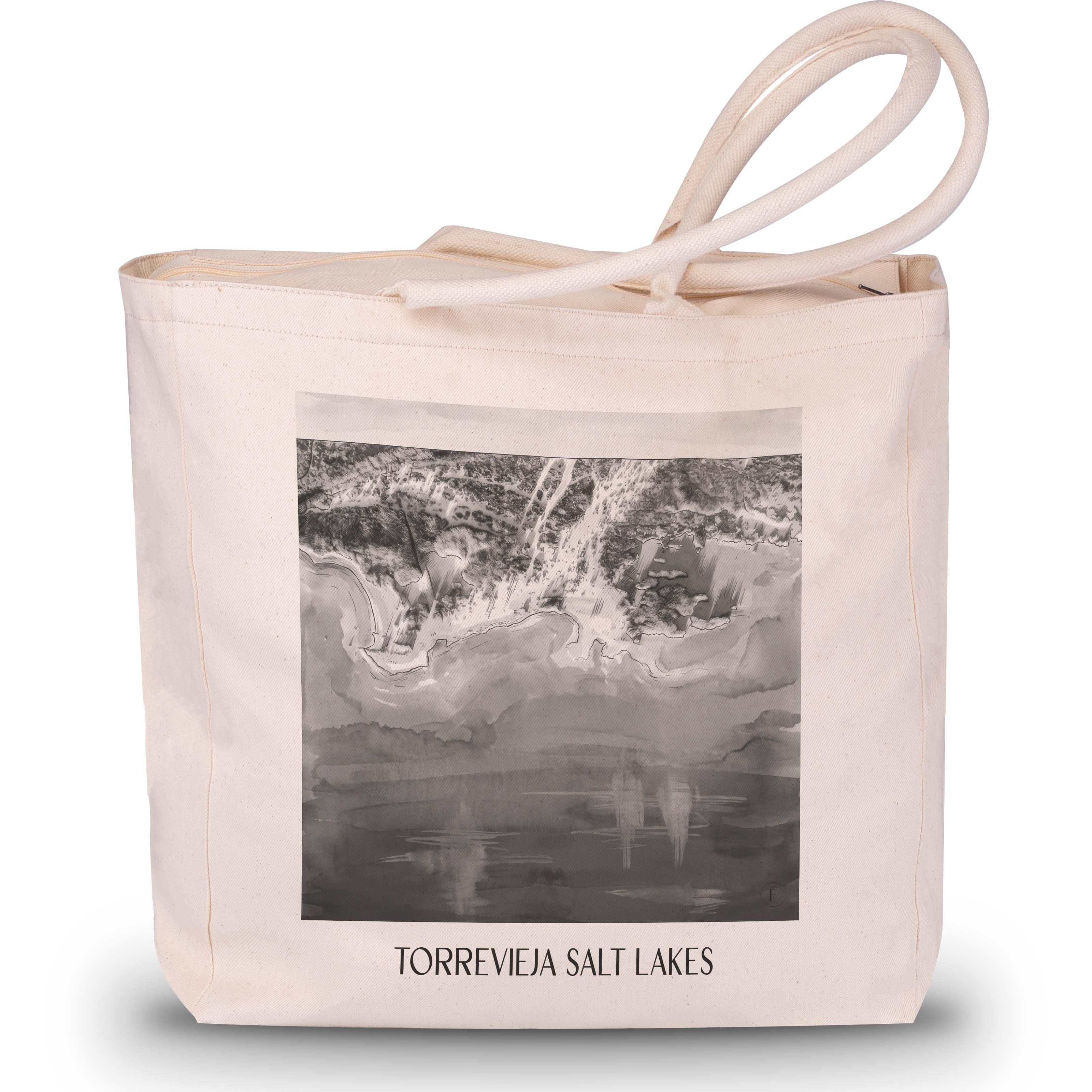 Salinas de Torrevieja Shopping Tasche - Spanien - Spanien Tote Bag - Einkaufstasche im Aquarell Schwarz-Weiß Stil - favplace