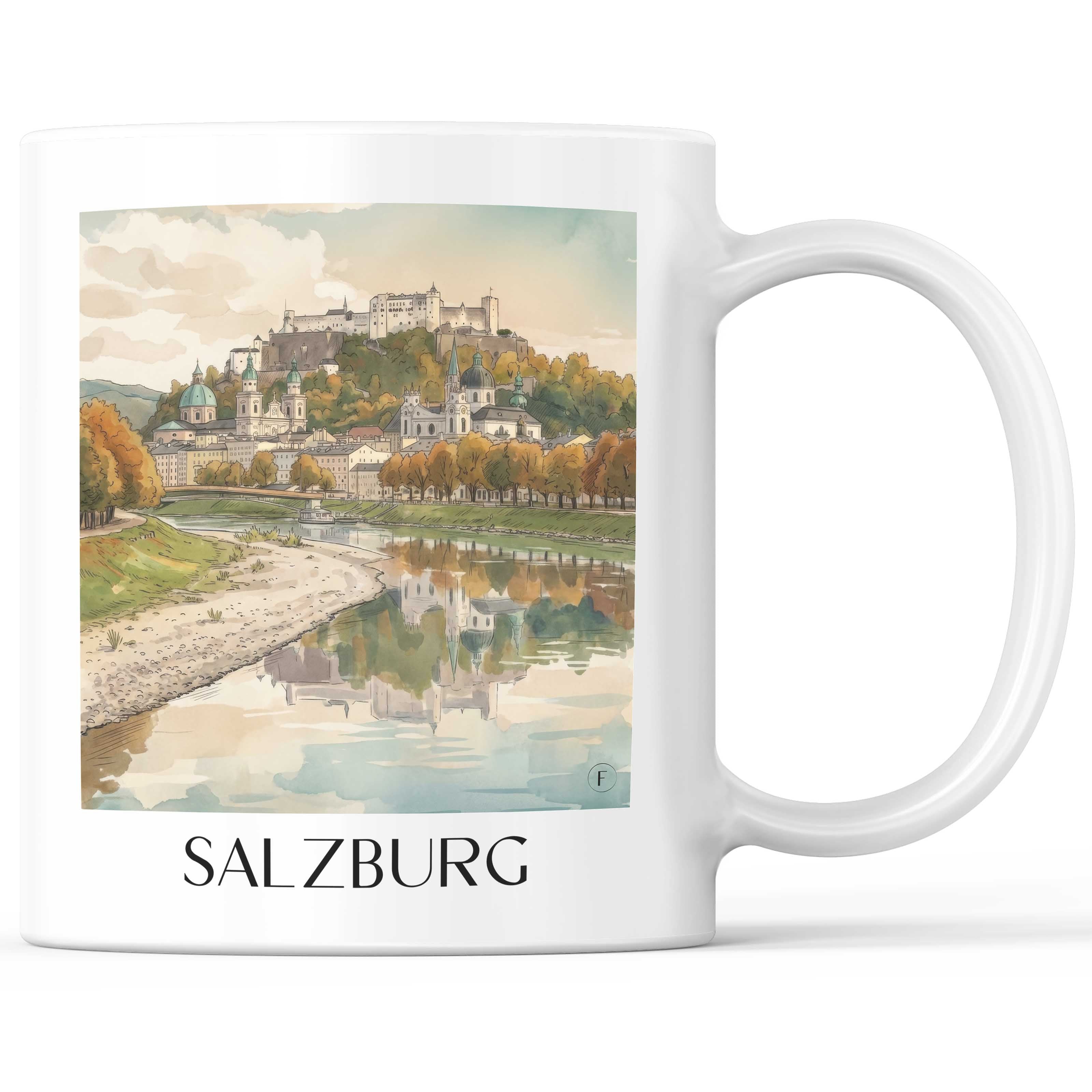 Salzburg Kaffeebecher - Österreich - Österreich Becher - Kaffeetasse im Aquarell Stil - favplace