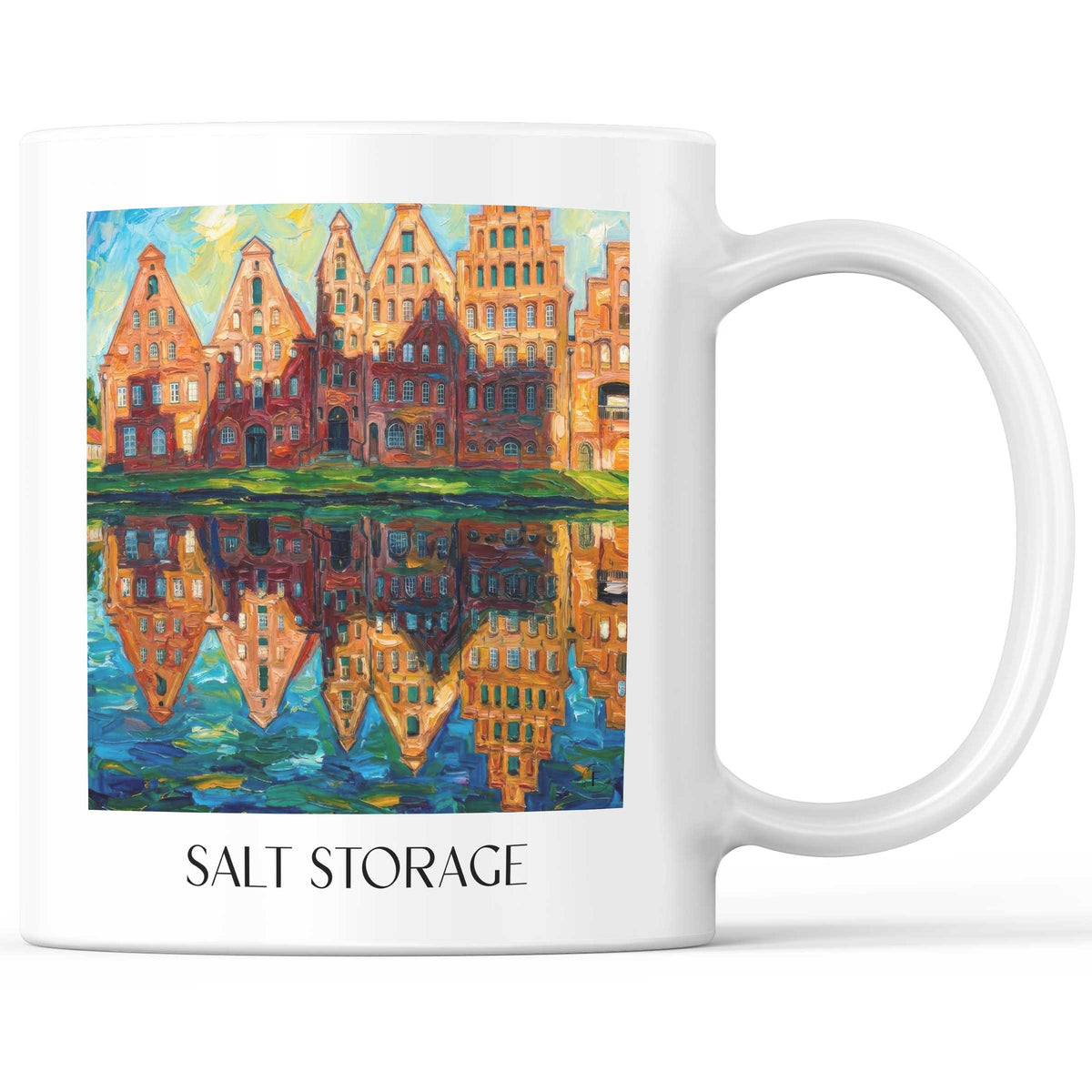 Salzspeicher Kaffeebecher - Lübeck - Deutschland Becher - Kaffeetasse im Ölgemälde Stil - favplace