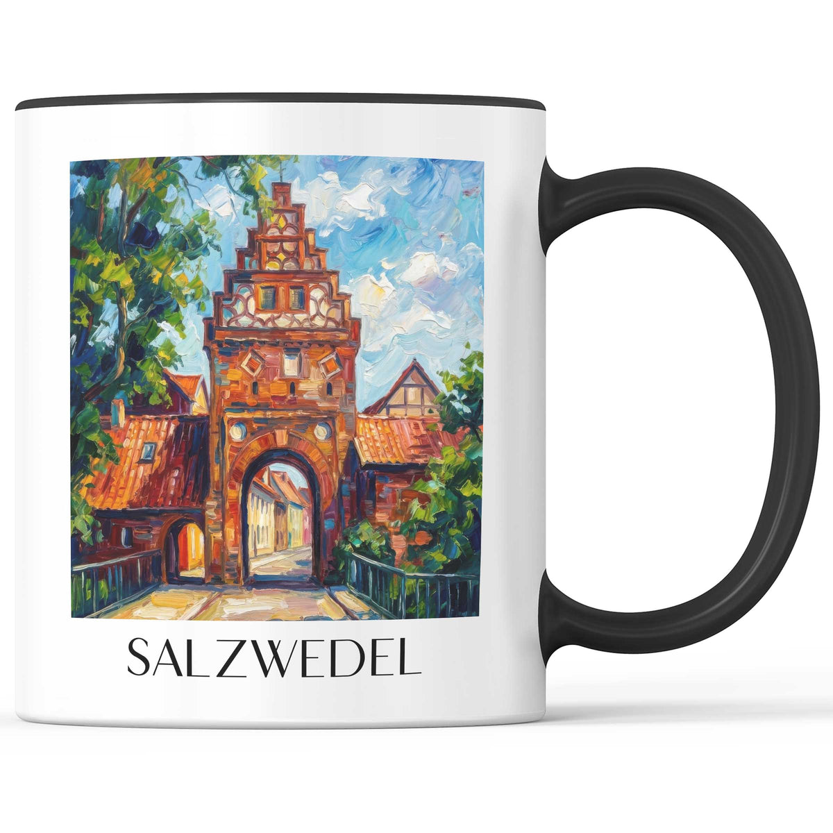 Salzwedel Kaffeebecher - Altmark - Deutschland Becher - Kaffeetasse im Ölgemälde Stil - favplace