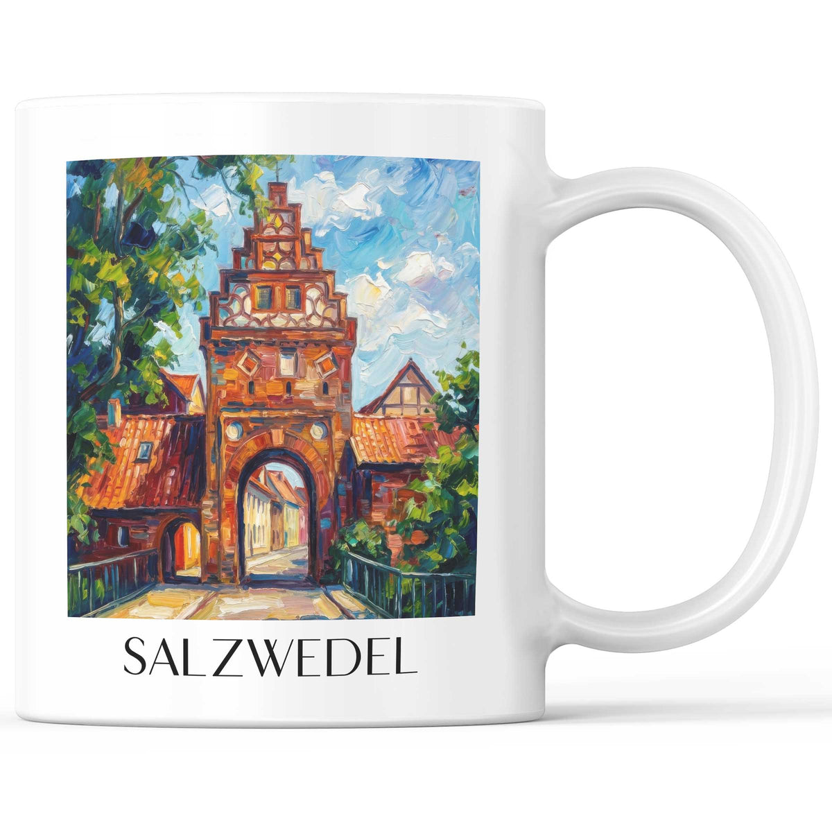 Salzwedel Kaffeebecher - Altmark - Deutschland Becher - Kaffeetasse im Ölgemälde Stil - favplace