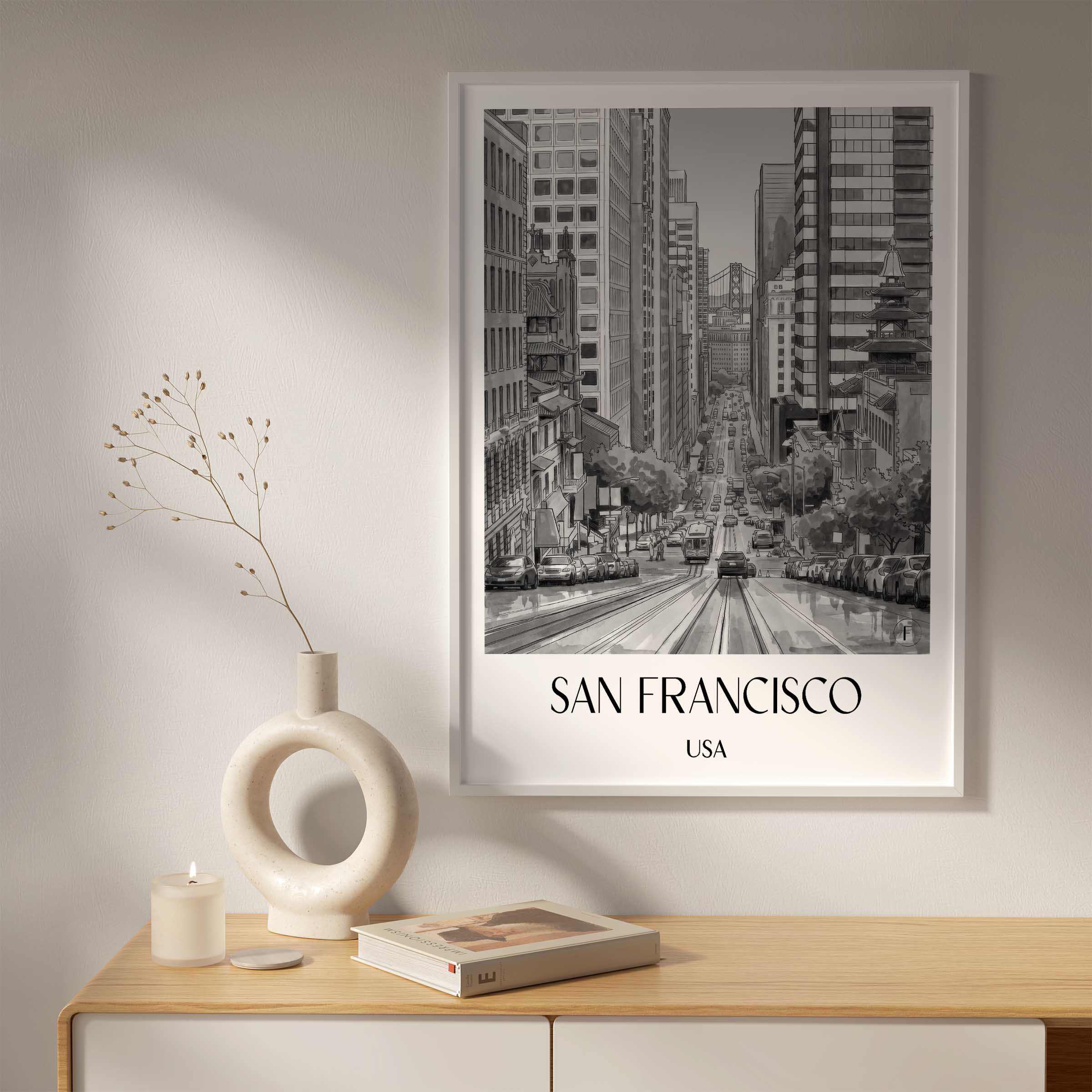san-francisco-usa-poster-aquarell-schwarz-weiss