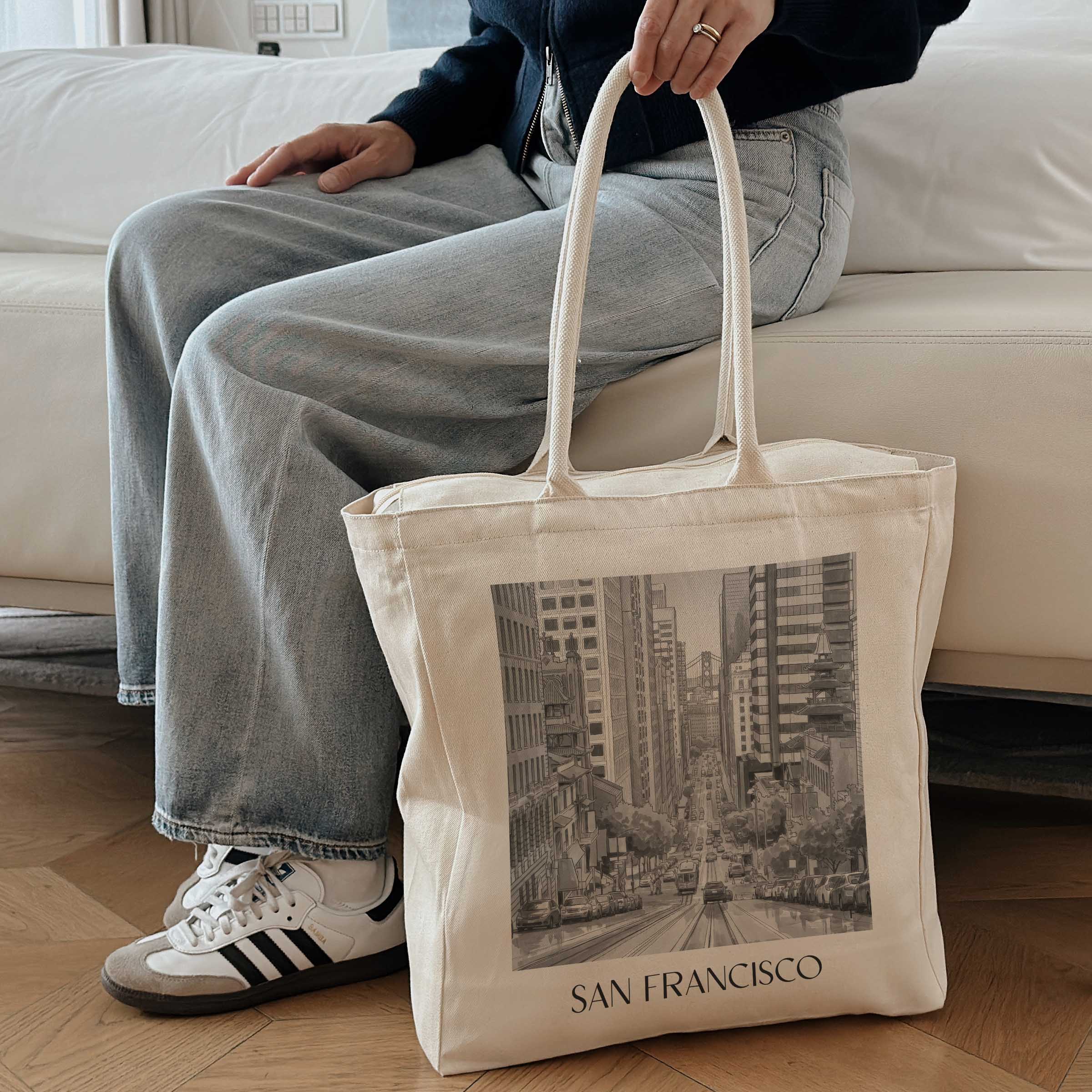 san-francisco-usa-einkaufstasche-aquarell-schwarz-weiss