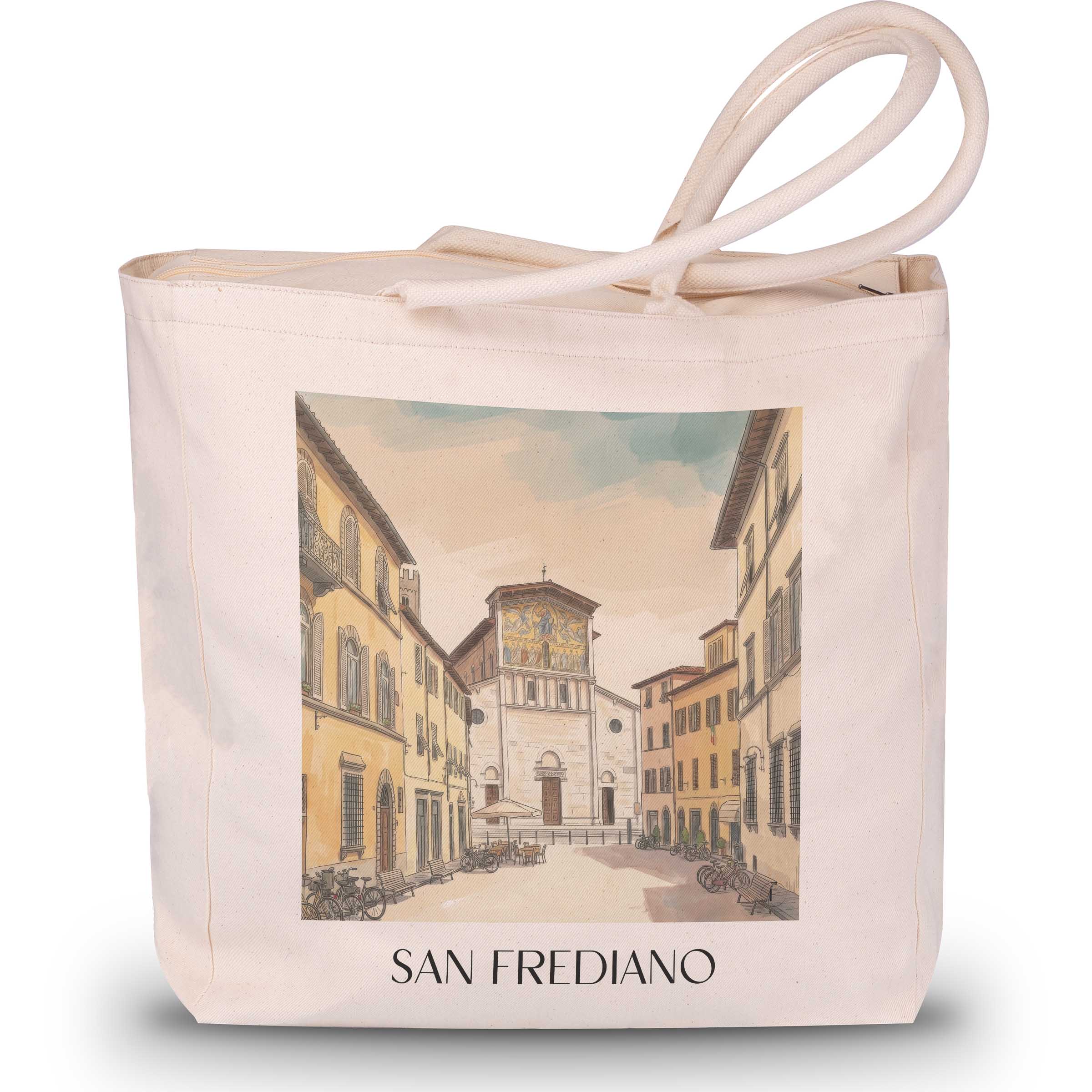 San Frediano Shopping Tasche - Lucca - Italien Tote Bag - Einkaufstasche im Aquarell Stil - favplace