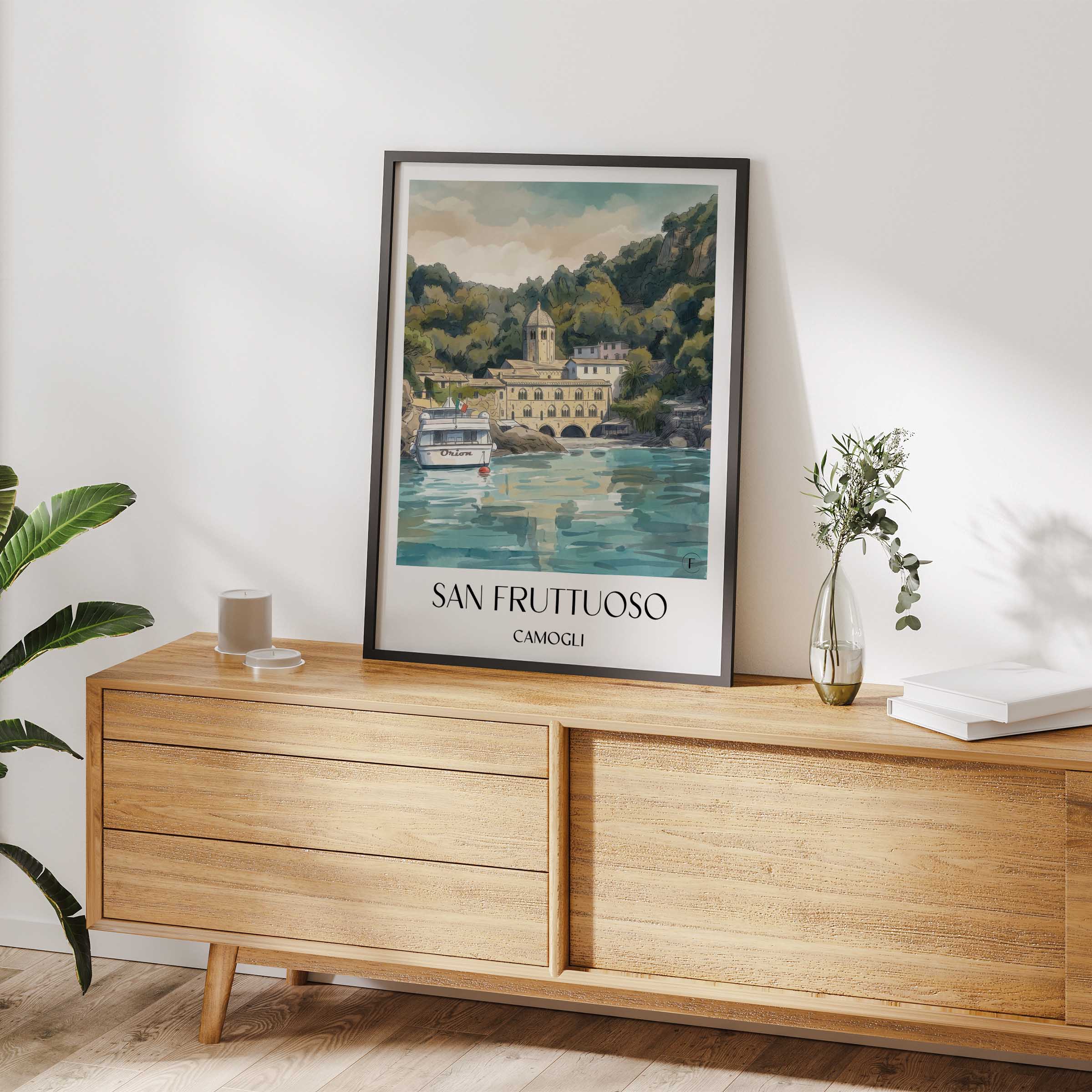 san-fruttuoso-camogli-italien-poster-aquarell