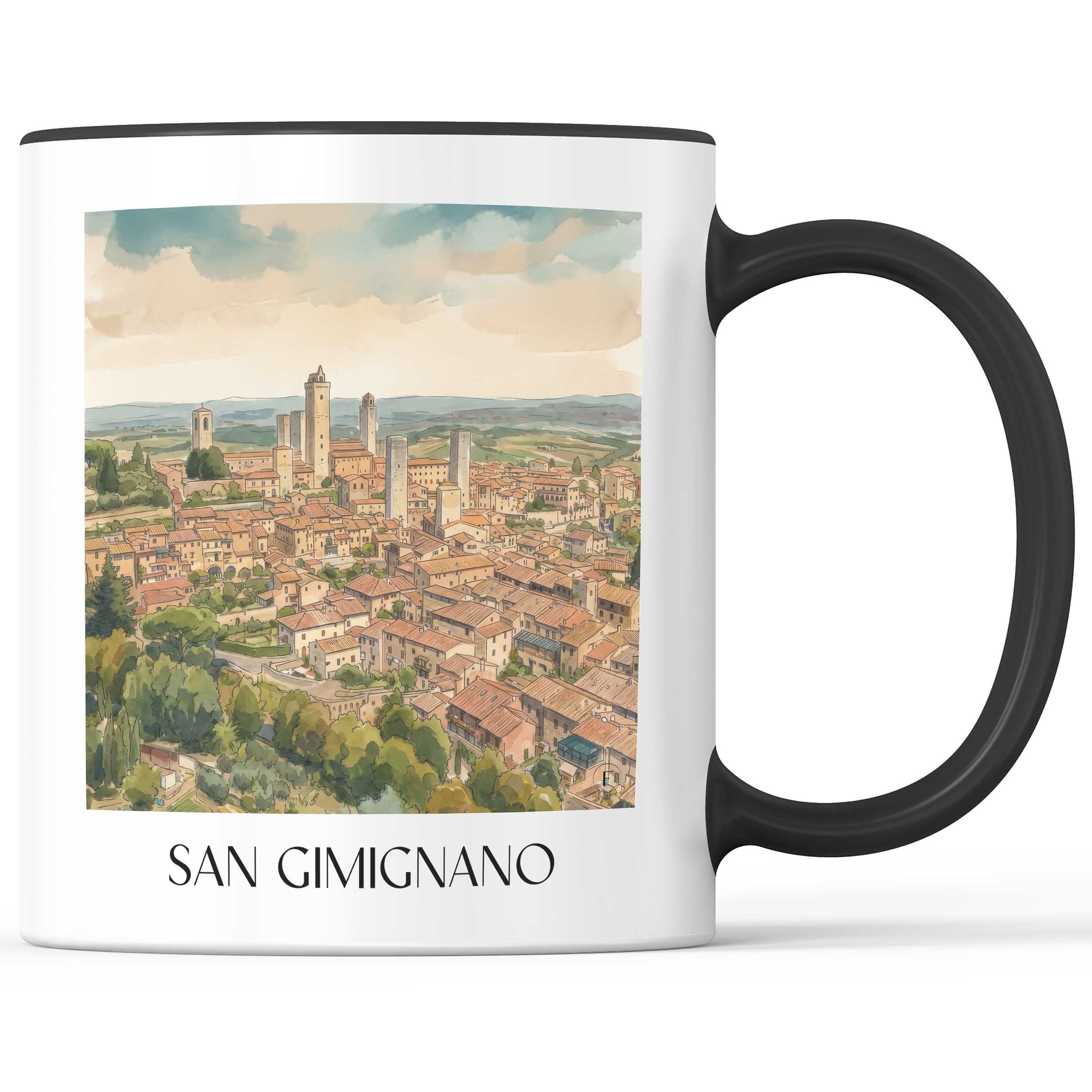 San Gimignano Kaffeebecher - Toskana - Italien Becher - Kaffeetasse im Aquarell Stil - favplace