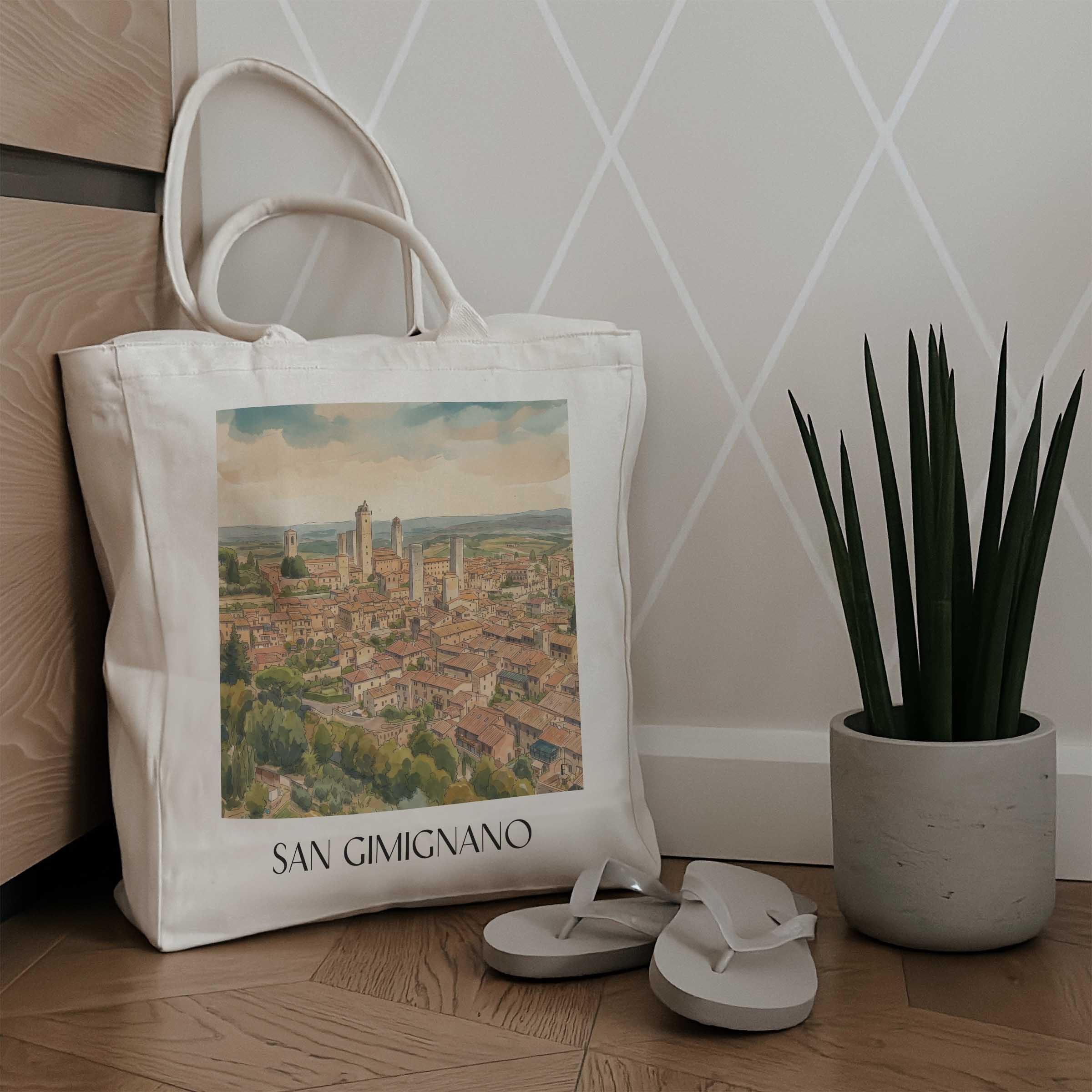 san-gimignano-toskana-italien-einkaufstasche-aquarell