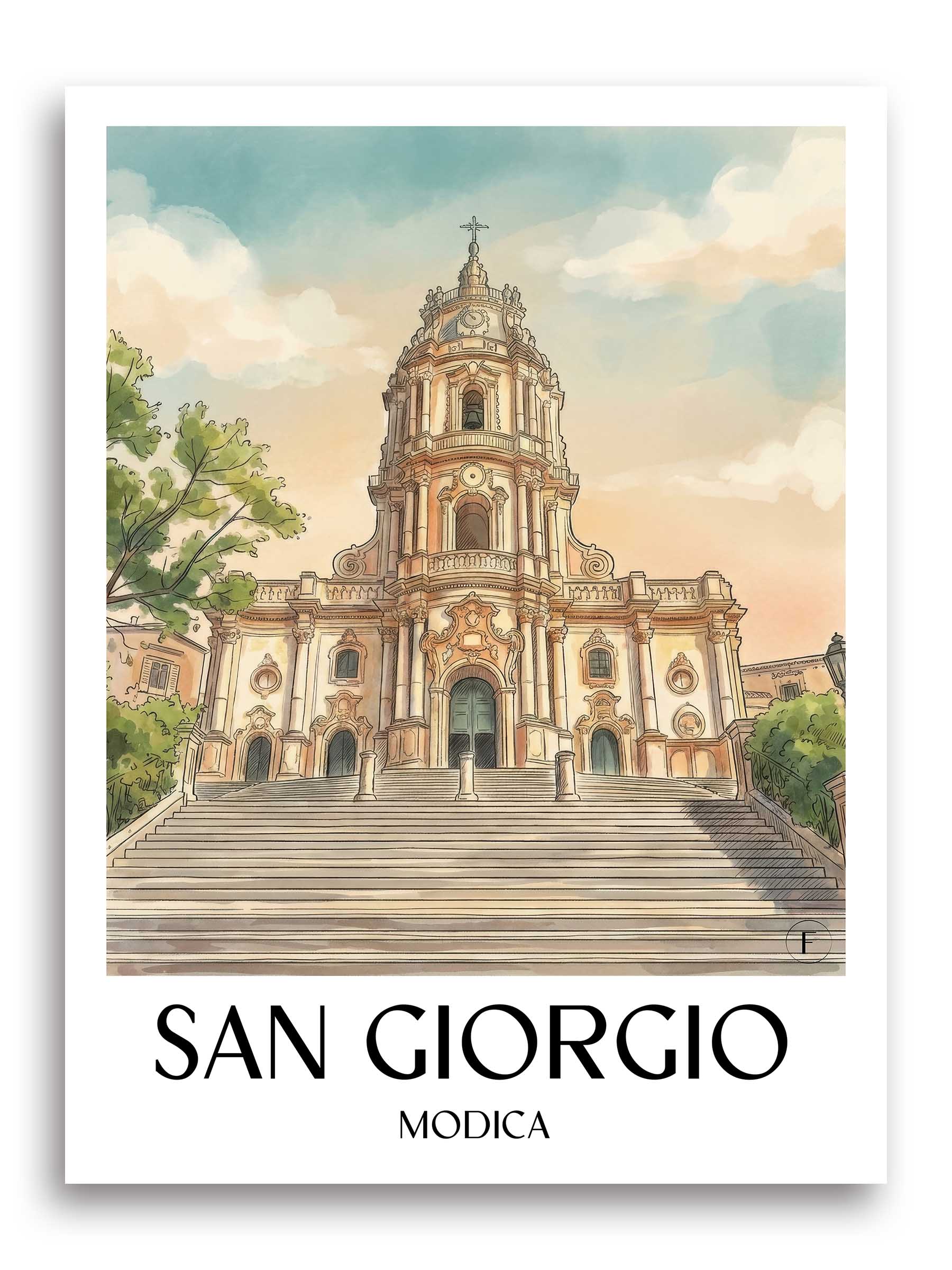 san-giorgio-modica-italien-poster-aquarell