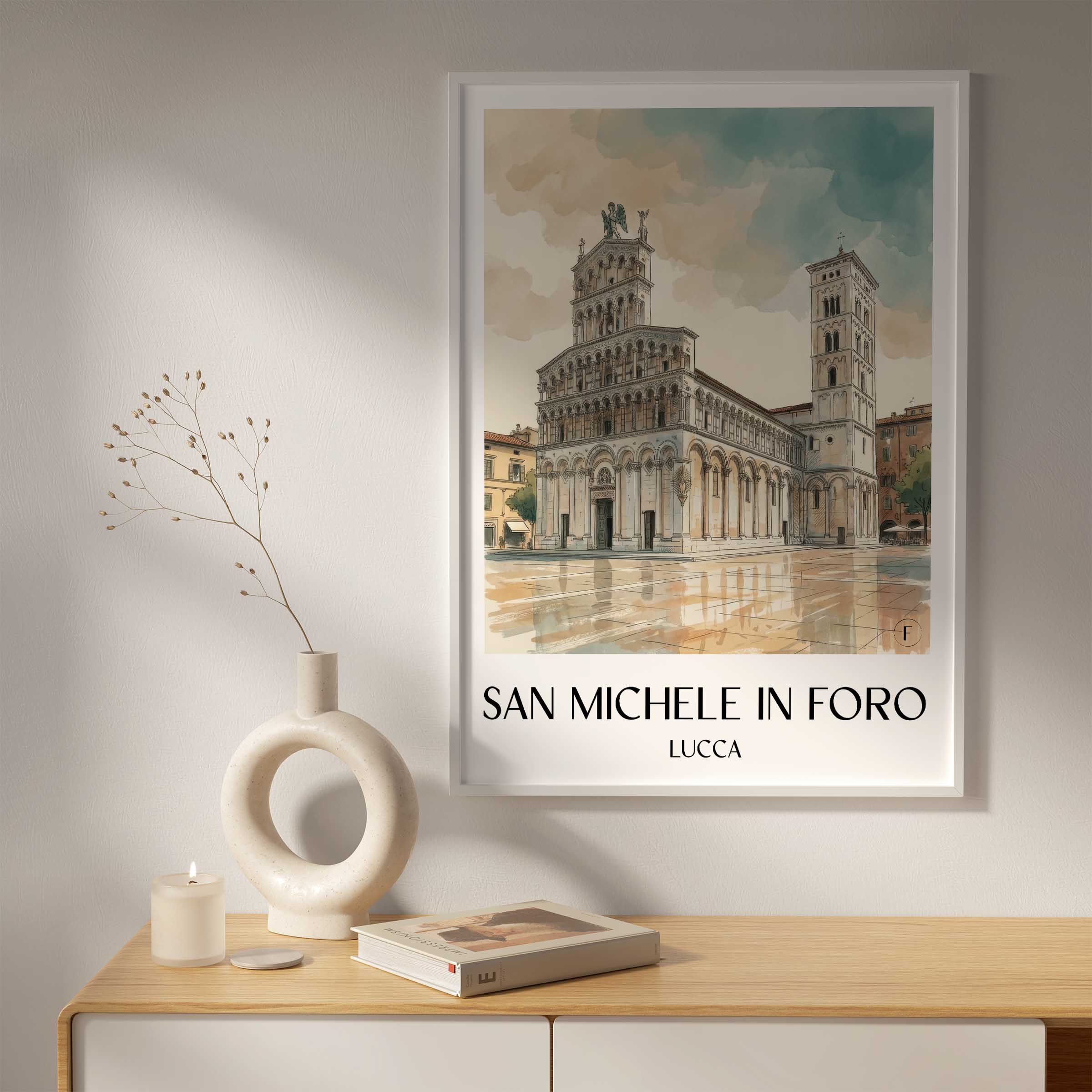 san-michele-in-foro-lucca-italien-poster-aquarell