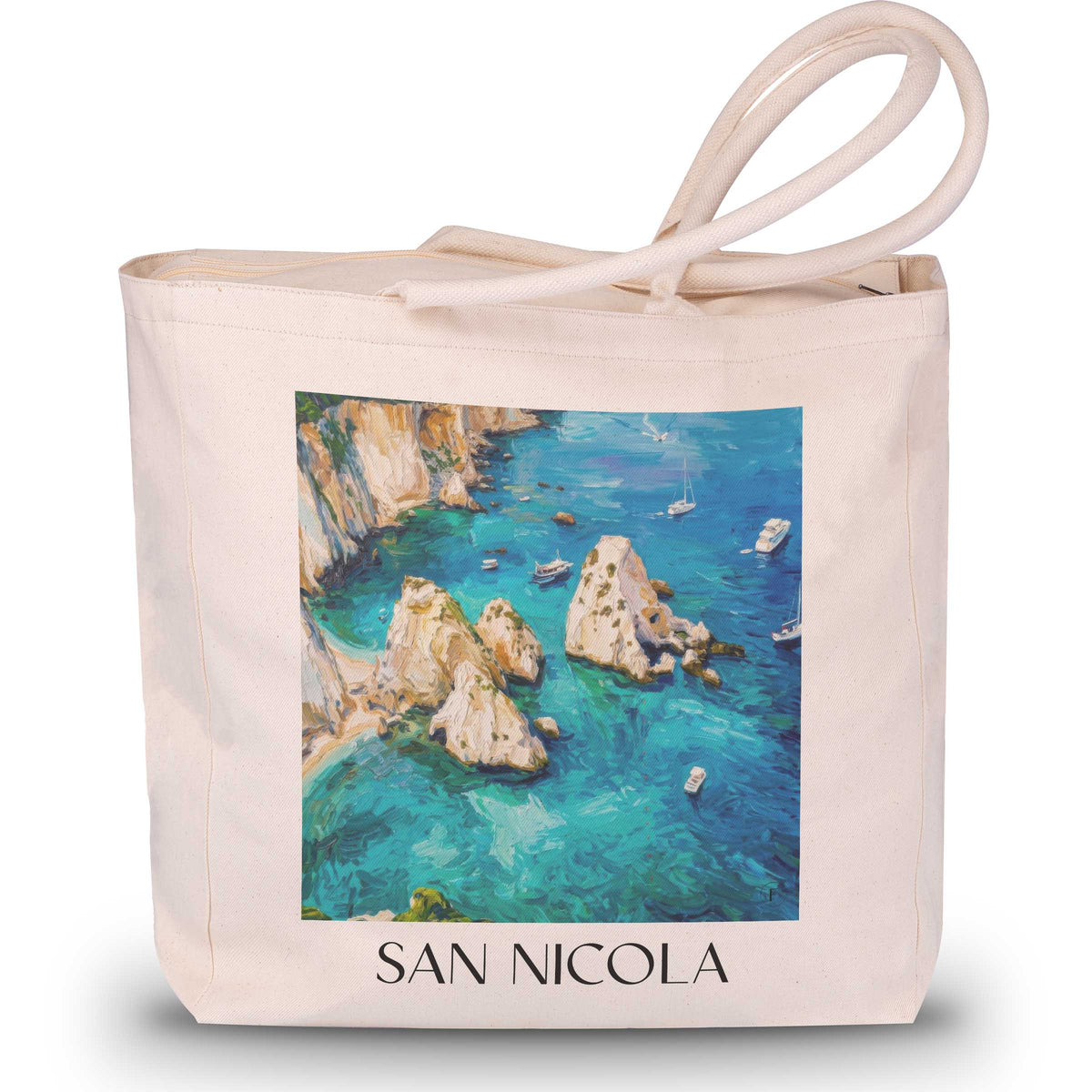 San Nicola Shopping Tasche - Tremiti - Italien Tote Bag - Einkaufstasche im Ölgemälde Stil - favplace