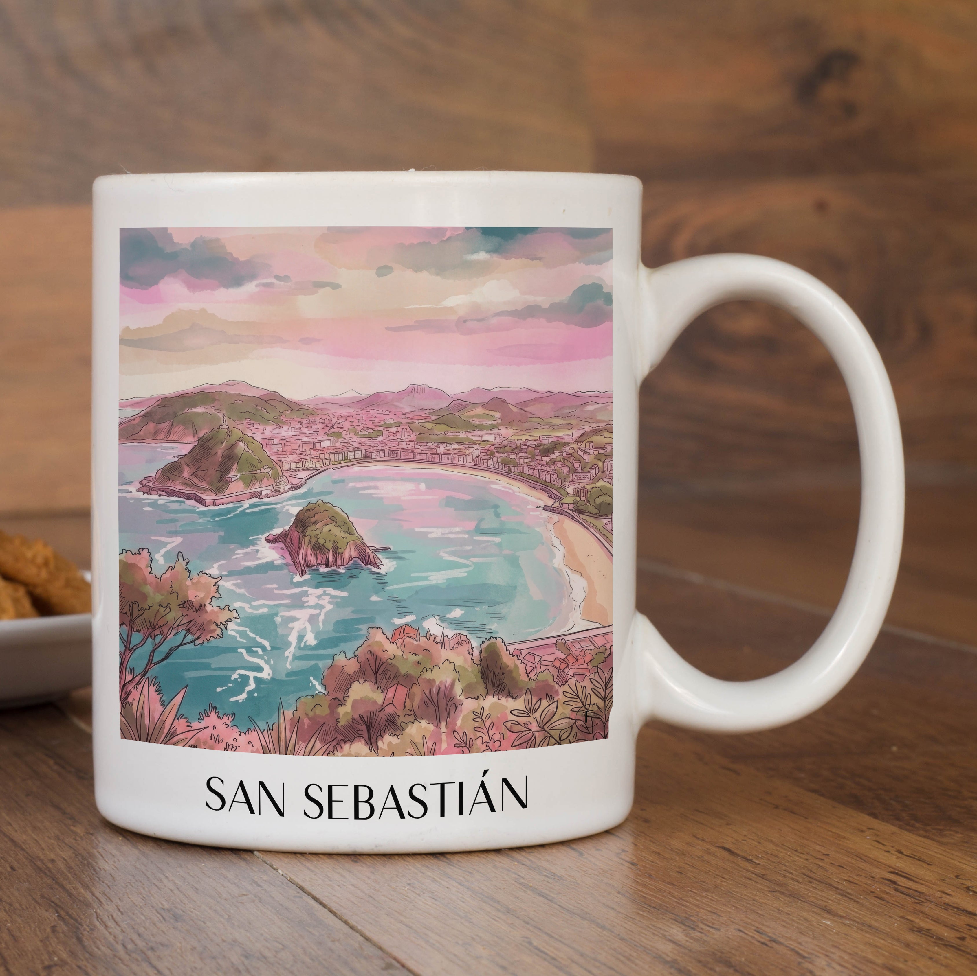 san-sebastián-spanien-spanien-kaffeebecher-aquarell-pink-rosa