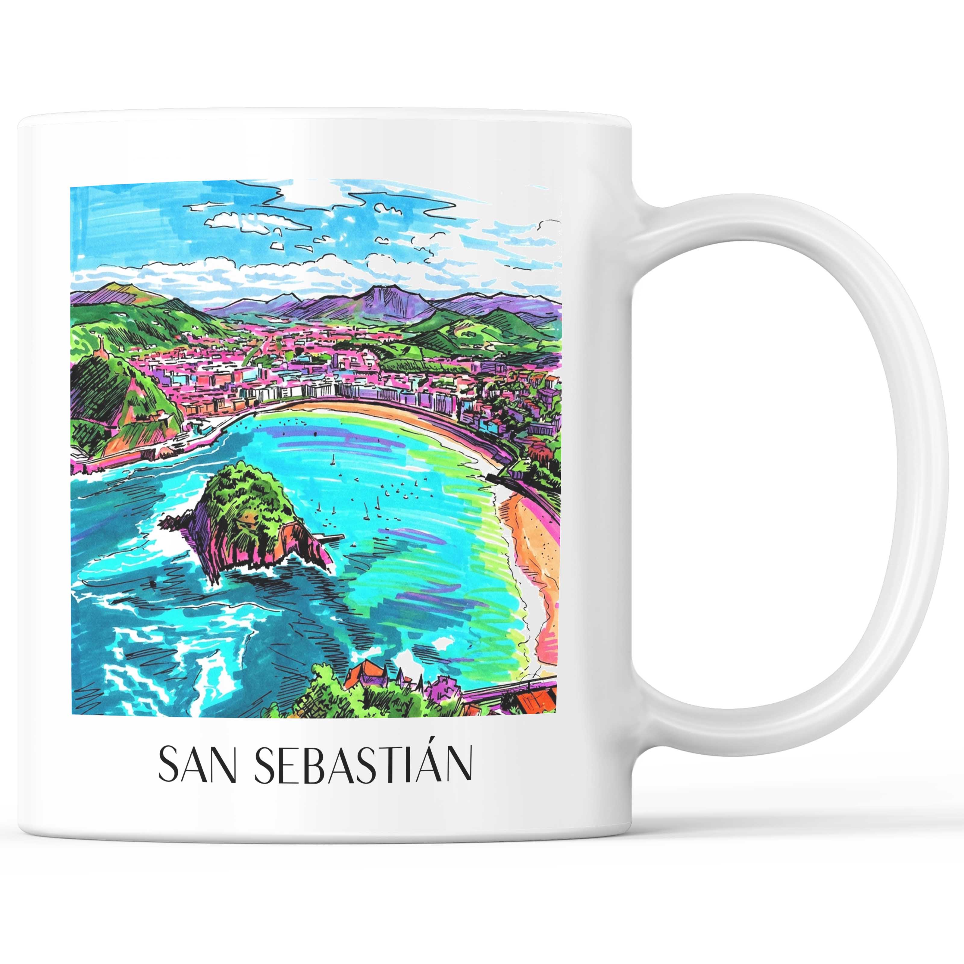 San Sebastián Kaffeebecher - Spanien - Spanien Becher - Kaffeetasse im Tag Graffiti Stil - favplace