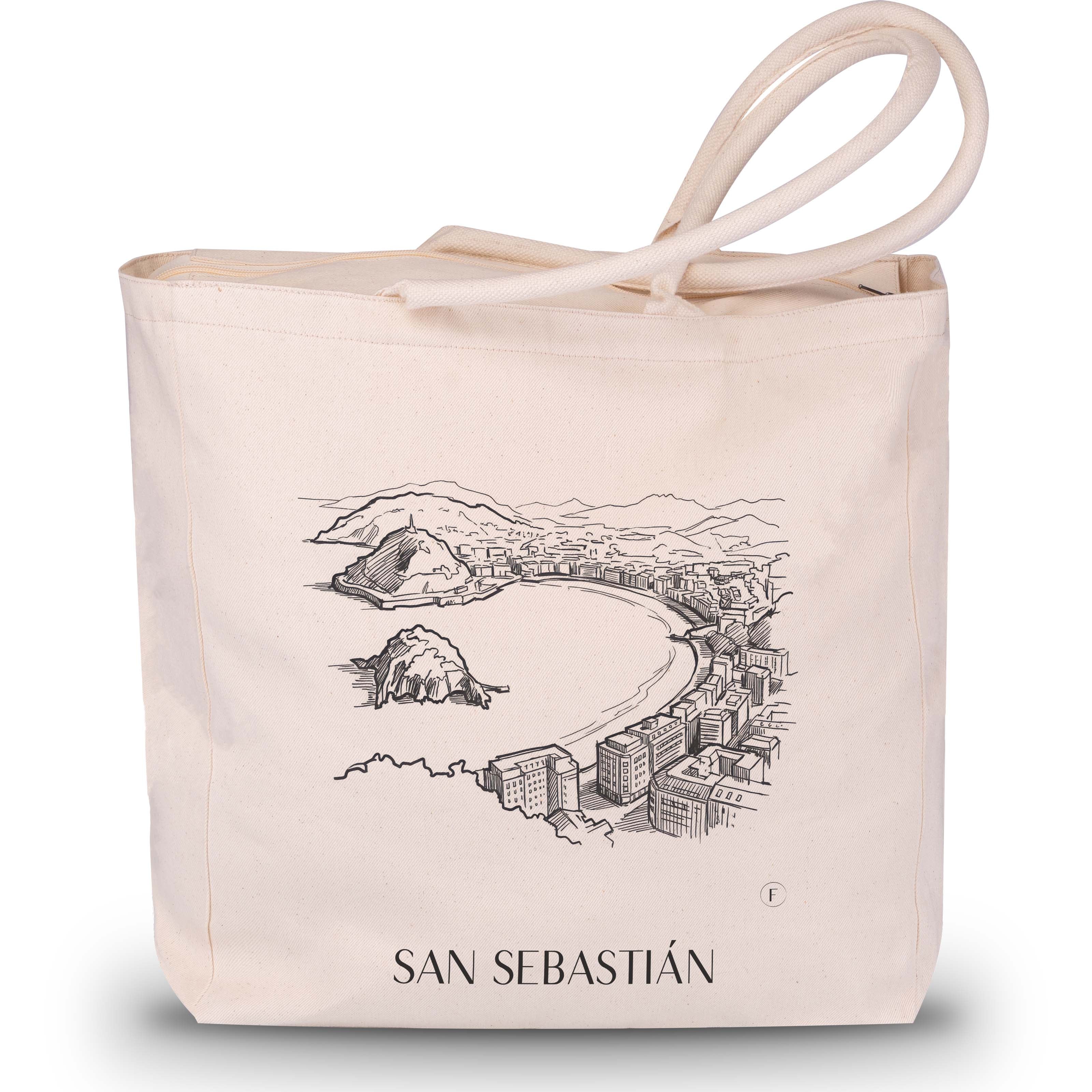 San Sebastián Shopping Tasche - Spanien - Spanien Tote Bag - Einkaufstasche im Skizze Stil - favplace