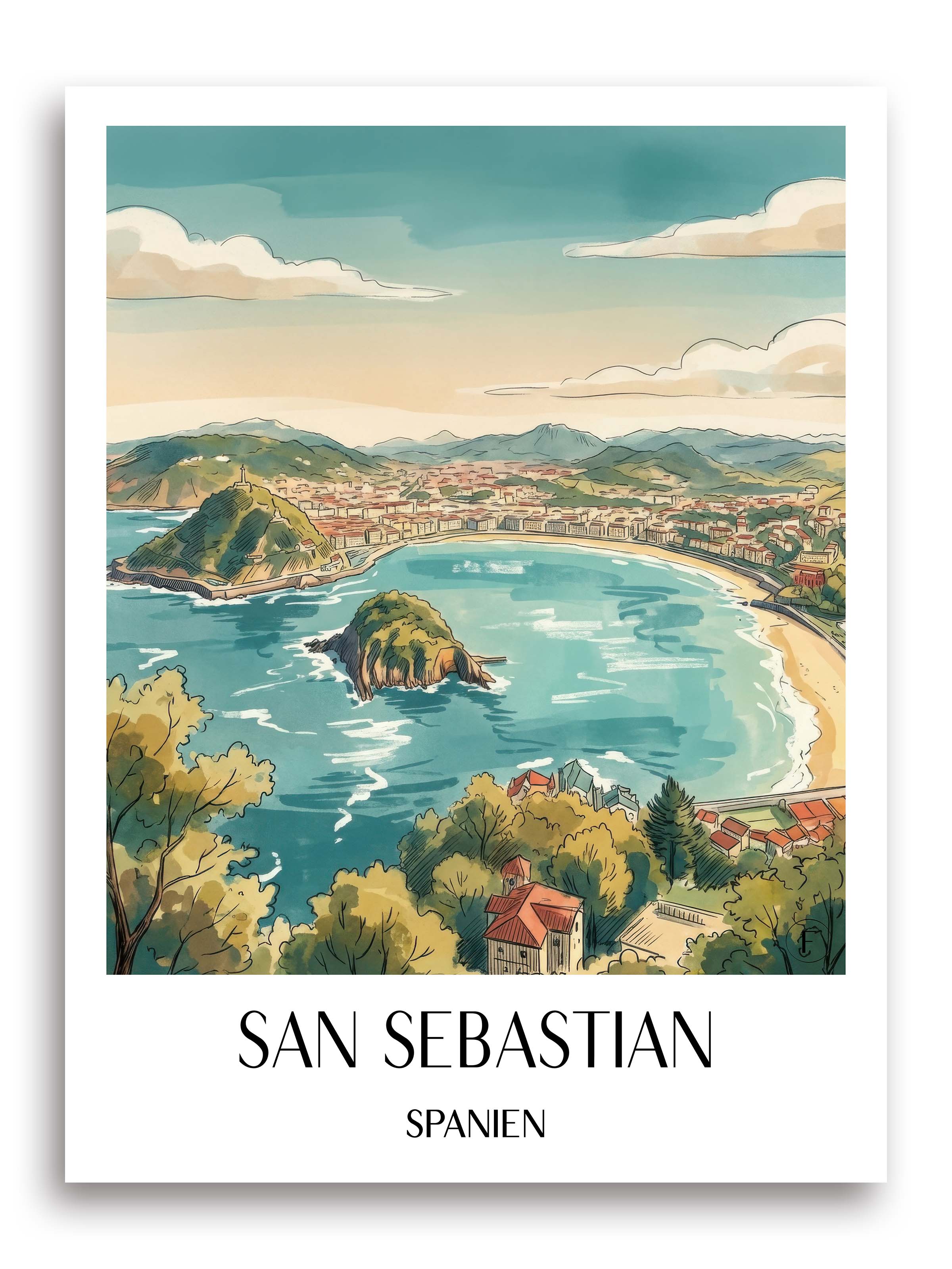 san-sebastian-spanien-poster-aquarell