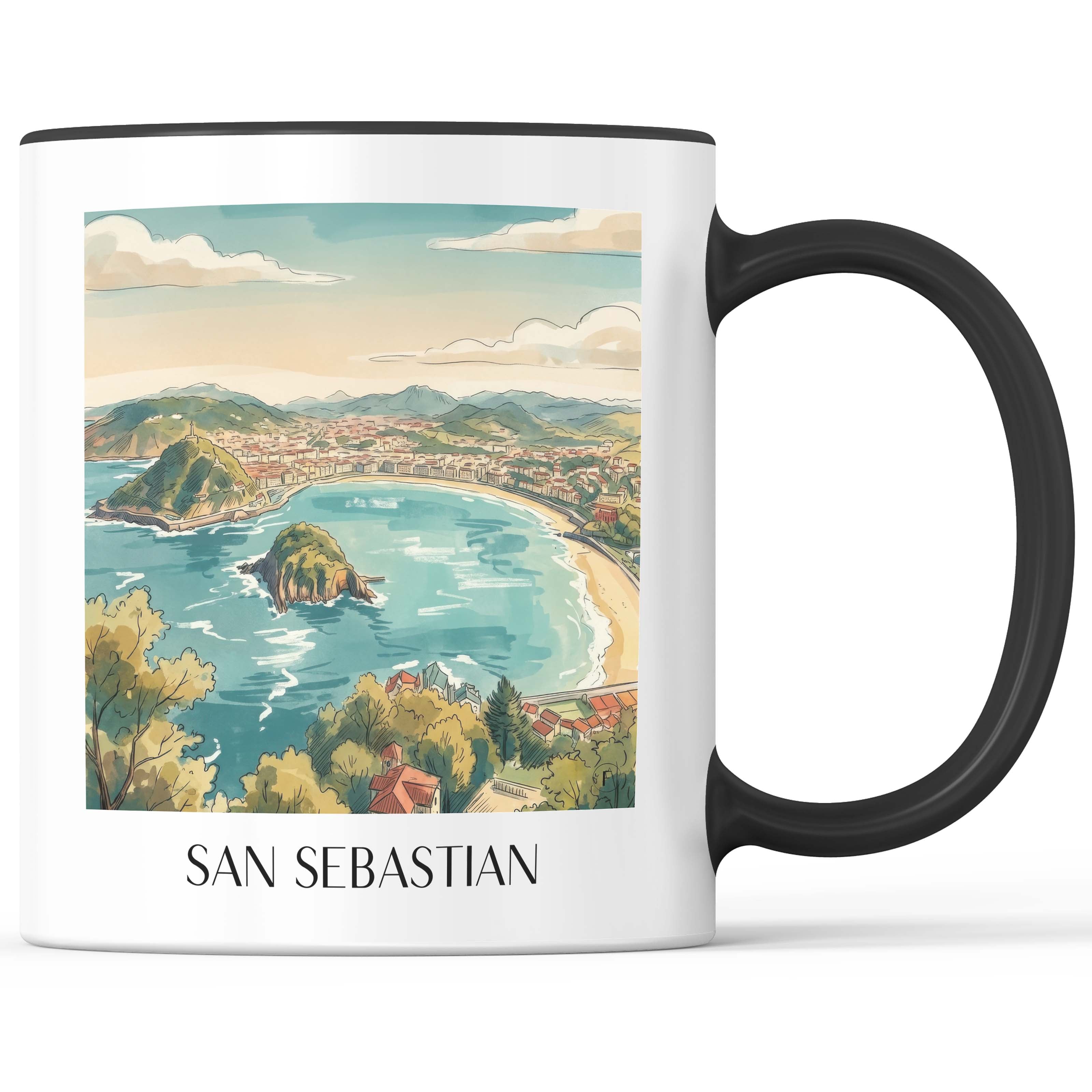 San Sebastian - Spanien Becher - Kaffeetasse im Aquarell Stil - favplace