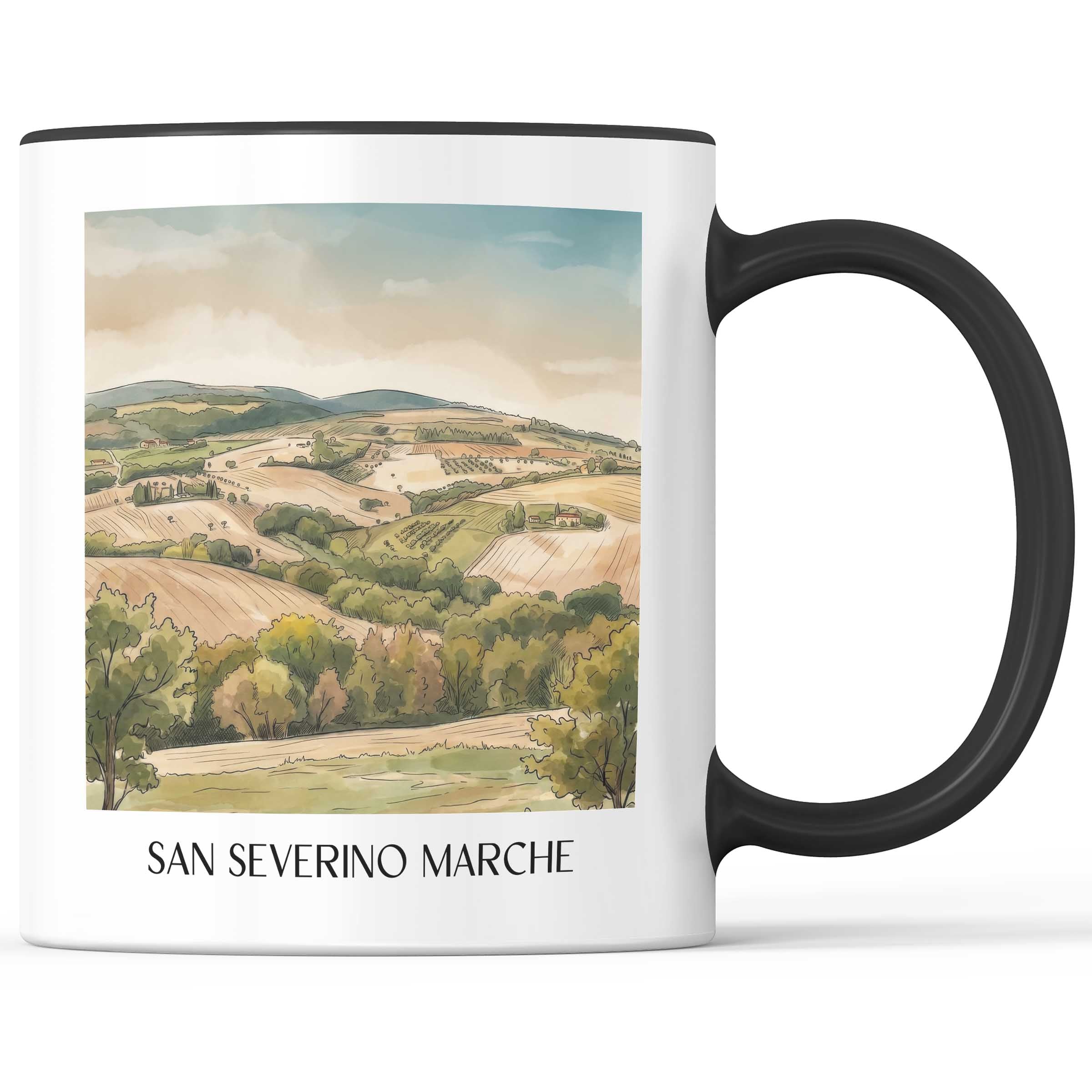 San Severino Marche Kaffeebecher - Marken - Italien Becher - Kaffeetasse im Aquarell Stil - favplace