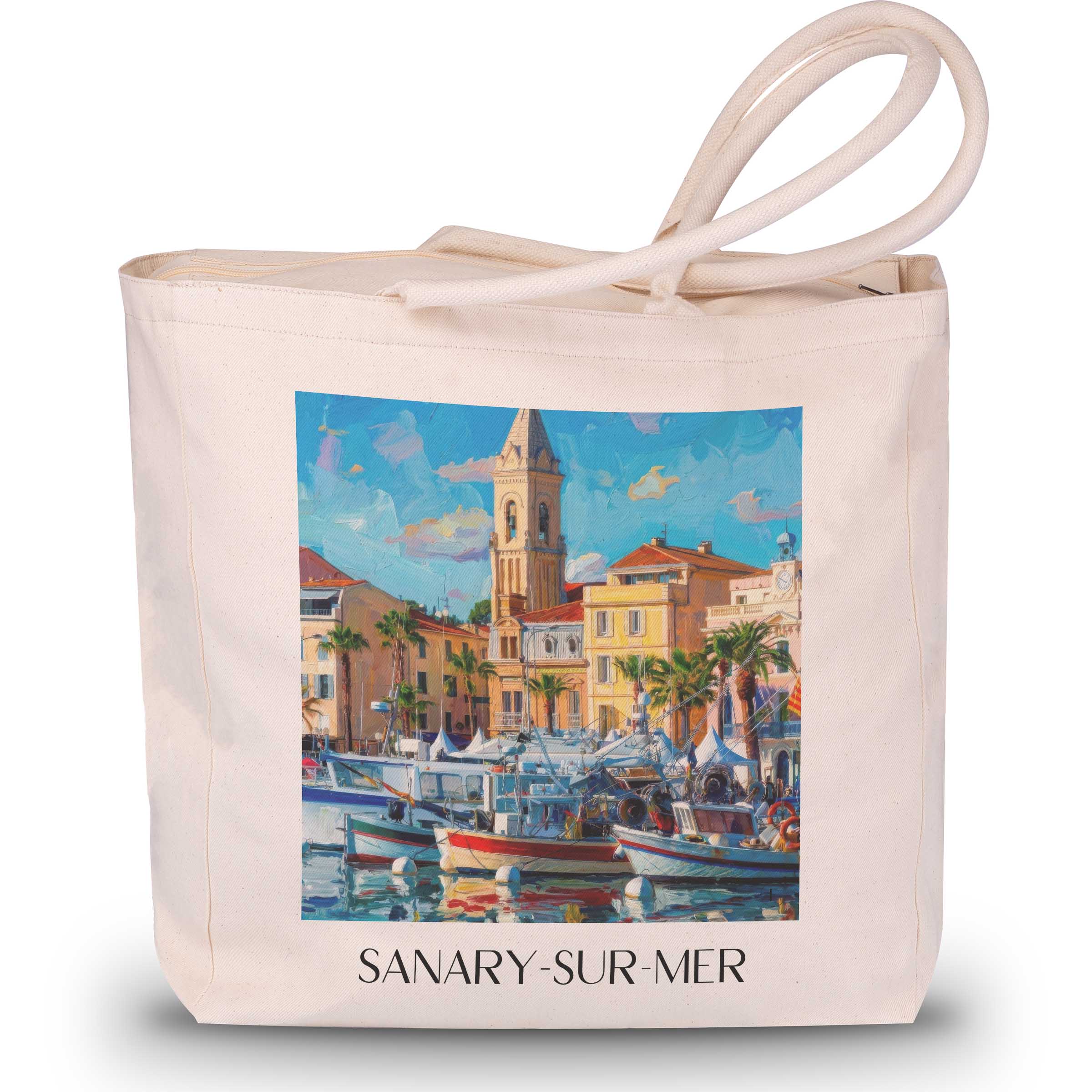 sanary-sur-mer-côte-provençale-frankreich-einkaufstasche-oil-painting-oelgemaelde