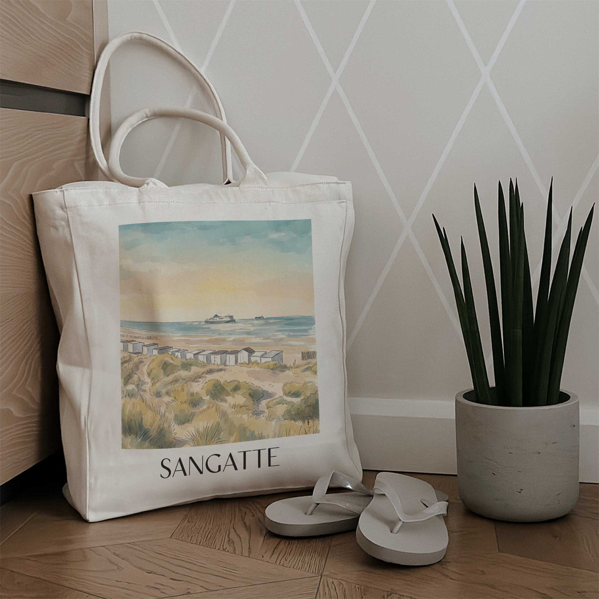 sangatte-côte-d'opale-frankreich-einkaufstasche-aquarell