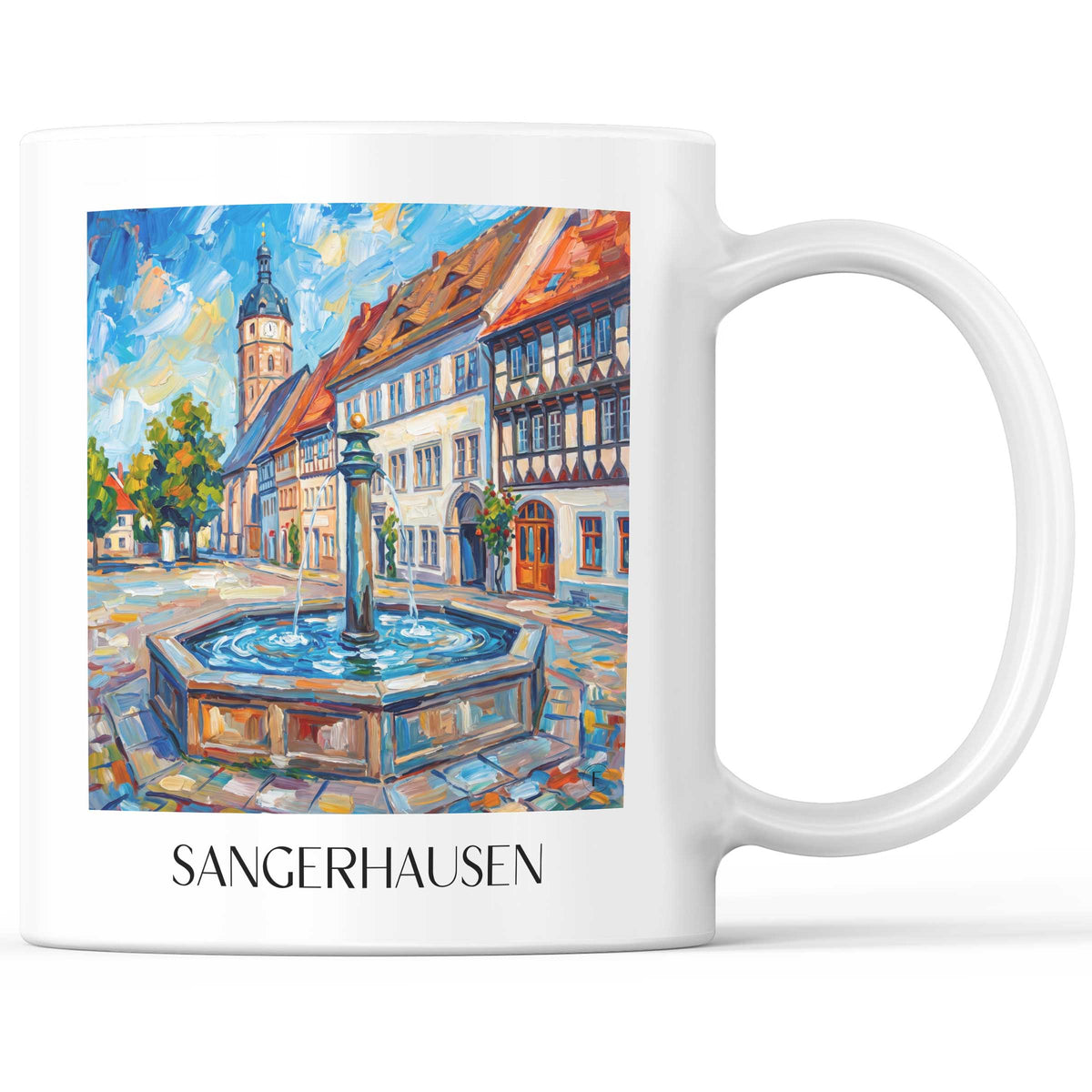 Sangerhausen Kaffeebecher - Südharz - Deutschland Becher - Kaffeetasse im Ölgemälde Stil