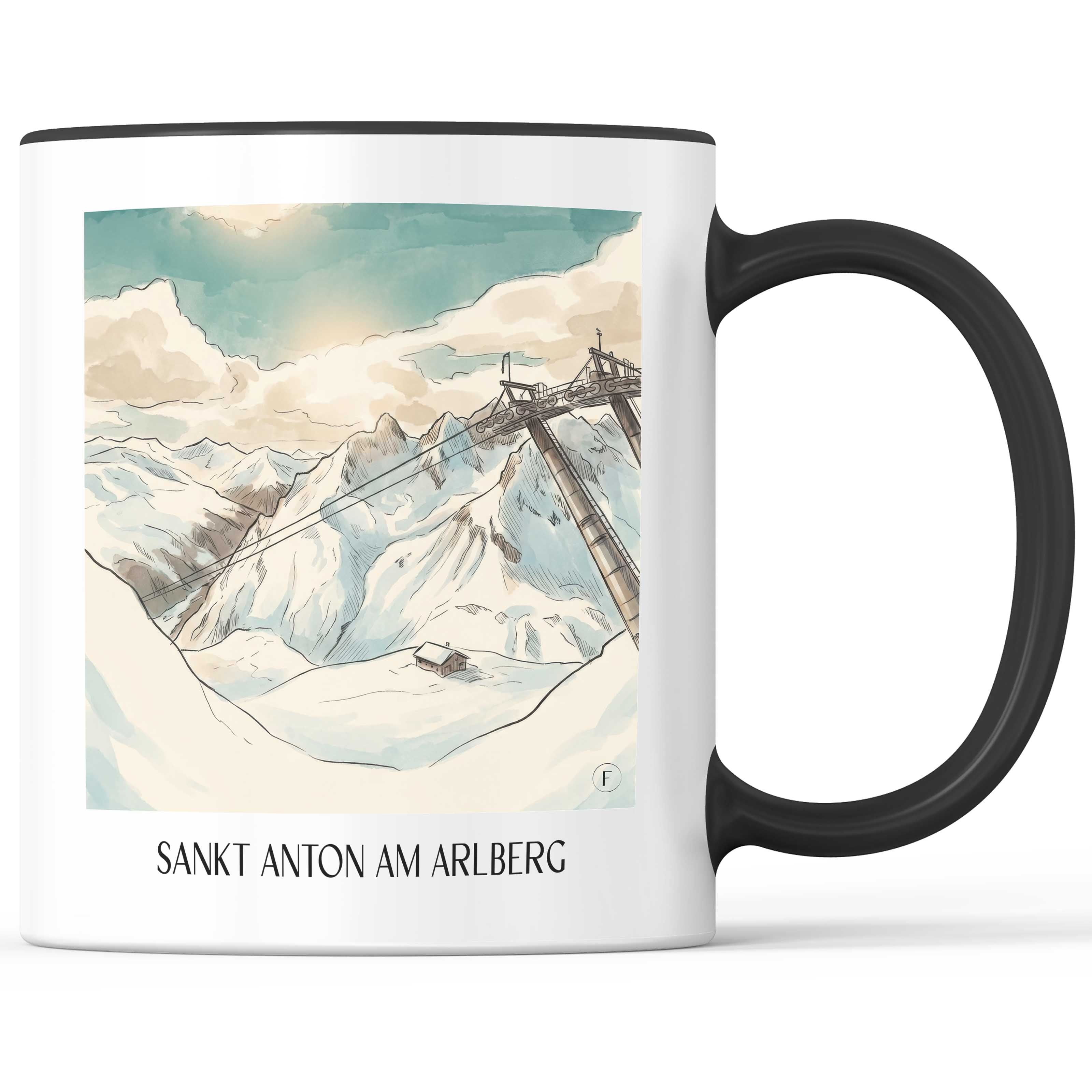 sankt-anton-am-arlberg-tirol-österreich-kaffeebecher-aquarell
