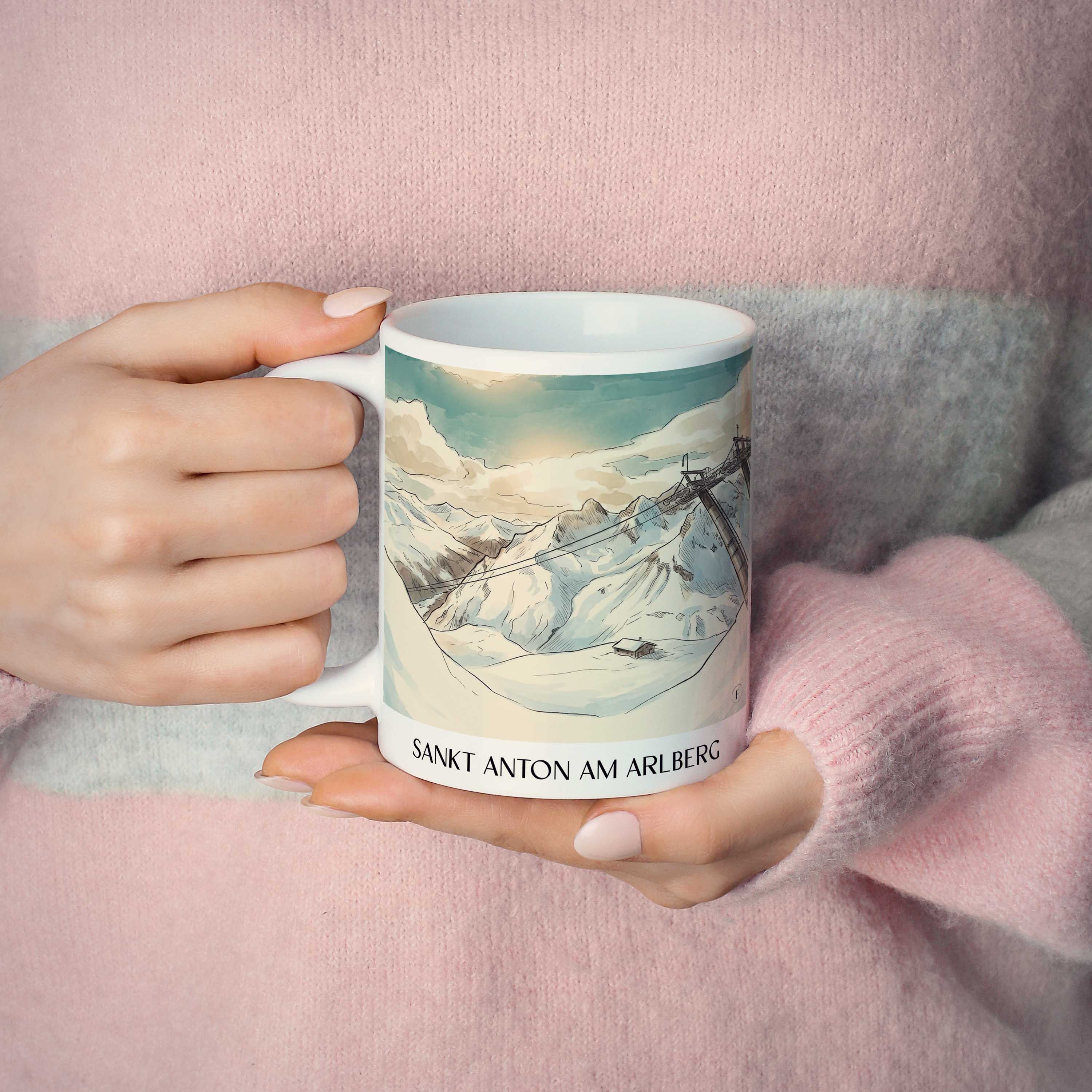 sankt-anton-am-arlberg-tirol-österreich-kaffeebecher-aquarell