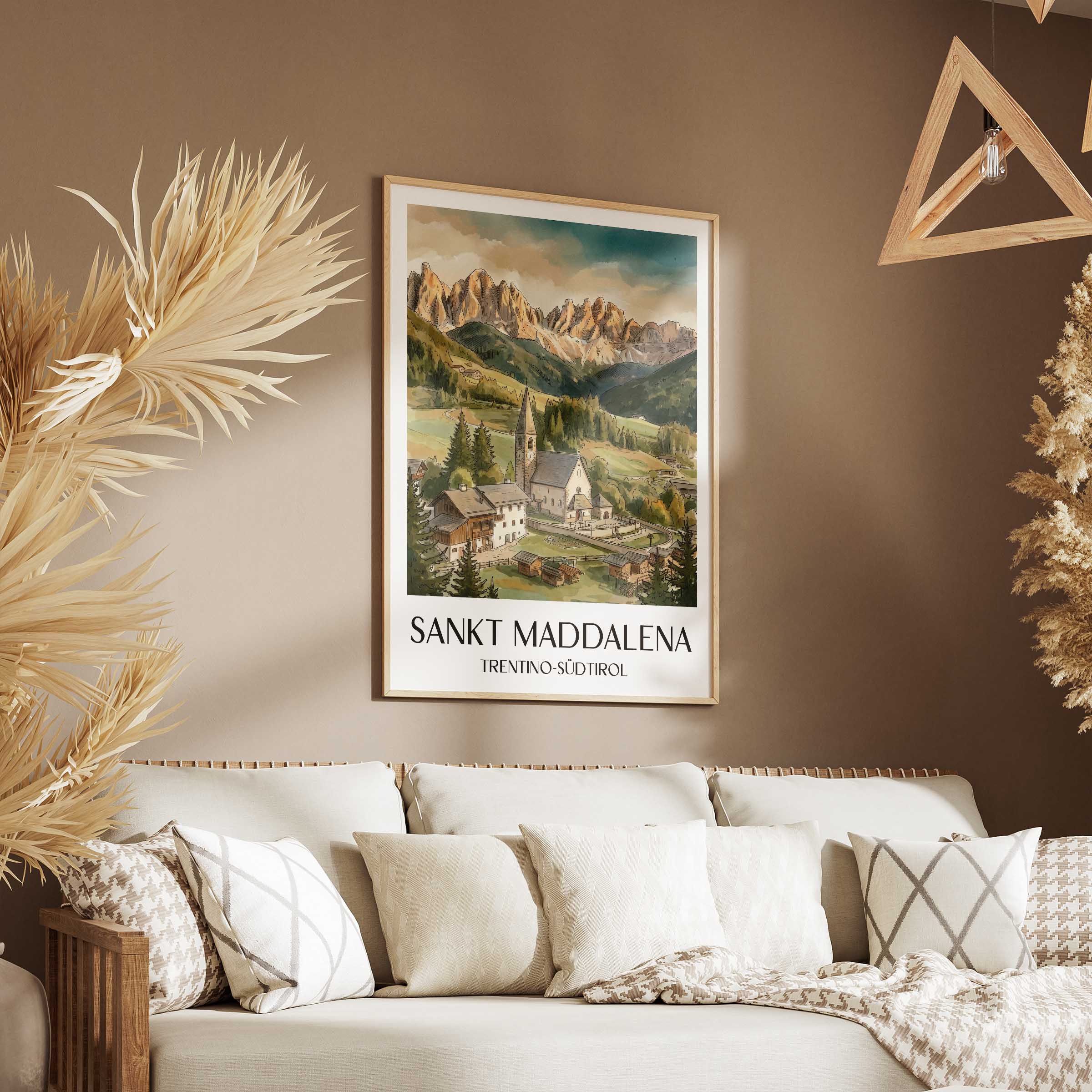 sankt-maddalena-trentino-südtirol-italien-poster-aquarell