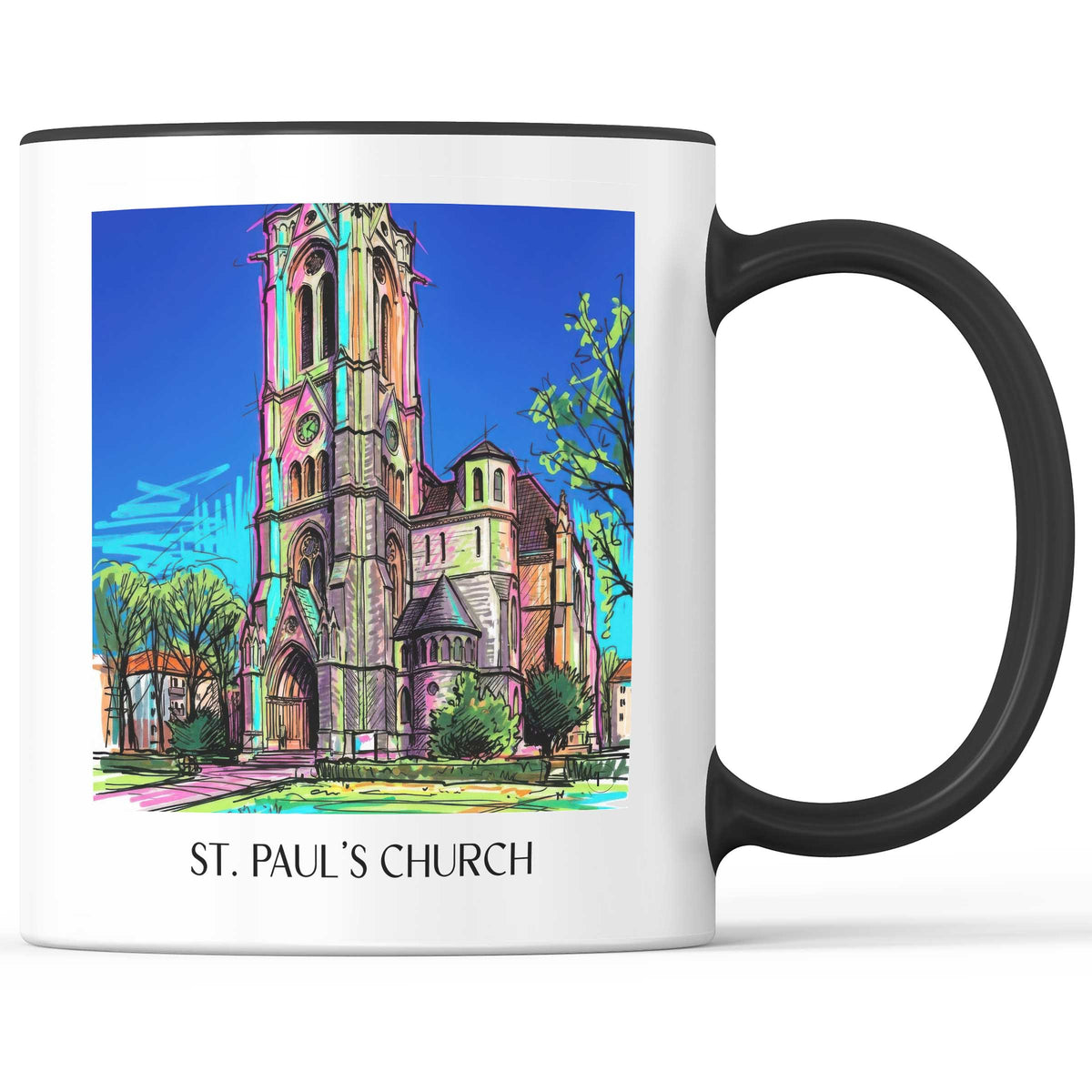Sankt Pauli Kirche Kaffeebecher - Braunschweig - Deutschland Becher - Kaffeetasse im Tag Graffiti Stil - favplace