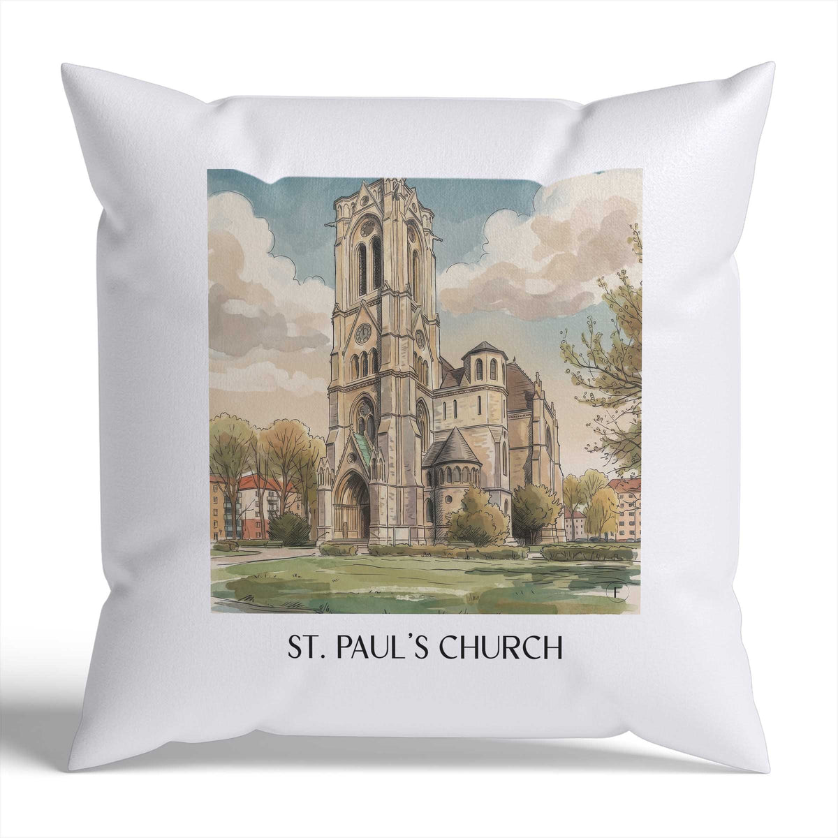 Sankt Pauli Kirche Kissenhülle - Zierkissen Bezug - Braunschweig - Deutschland Kissen bzw. Kissenbezug im Aquarell Stil - favplace