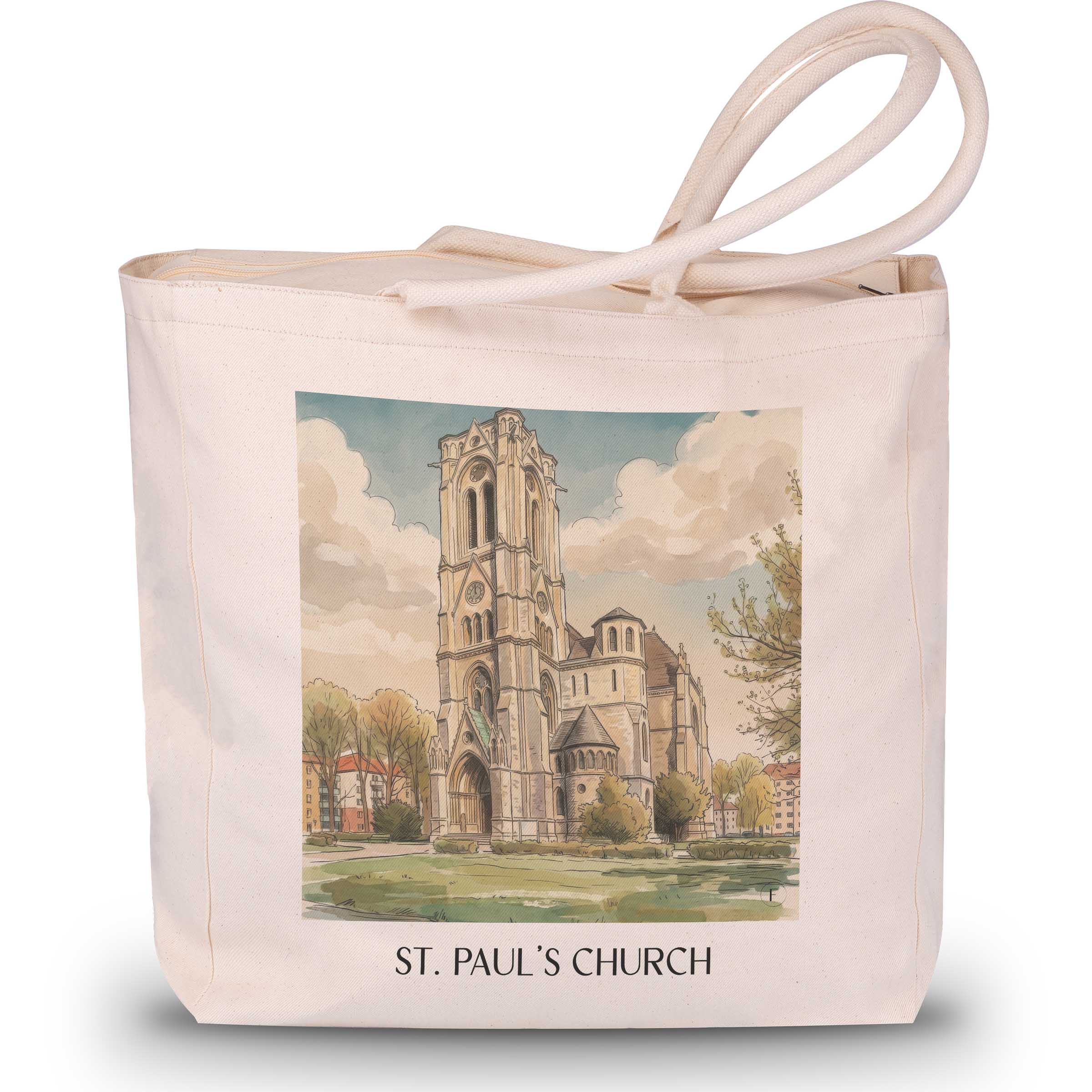 Sankt Pauli Kirche Shopping Tasche - Braunschweig - Deutschland Tote Bag - Einkaufstasche im Aquarell Stil - favplace