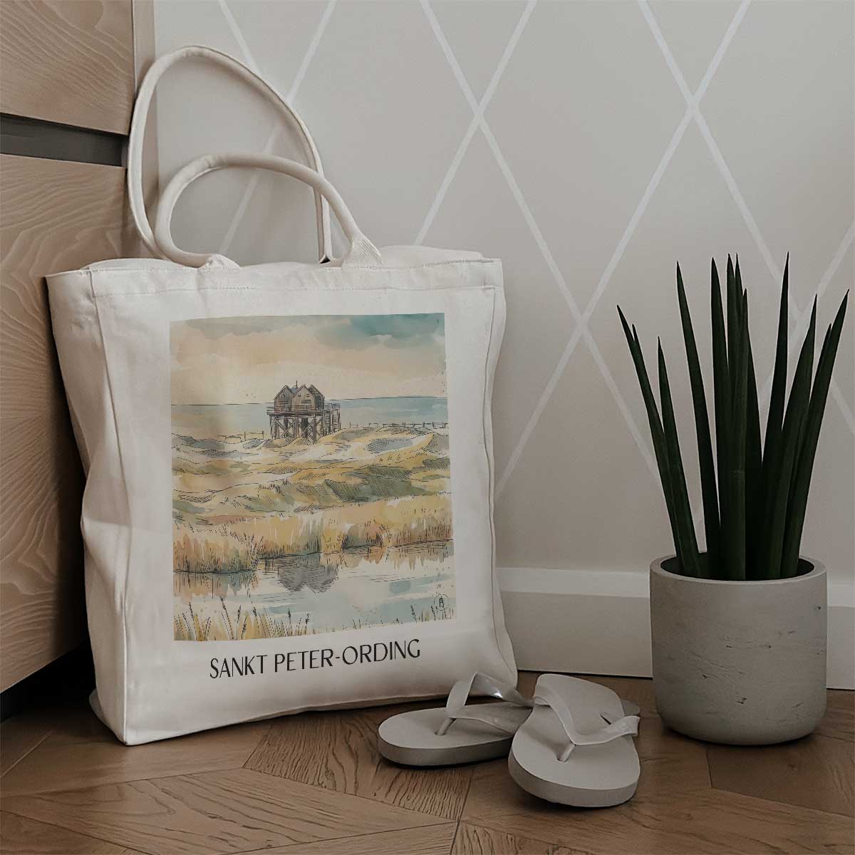 sankt-peter-ording-schleswig-holstein-deutschland-einkaufstasche-aquarell