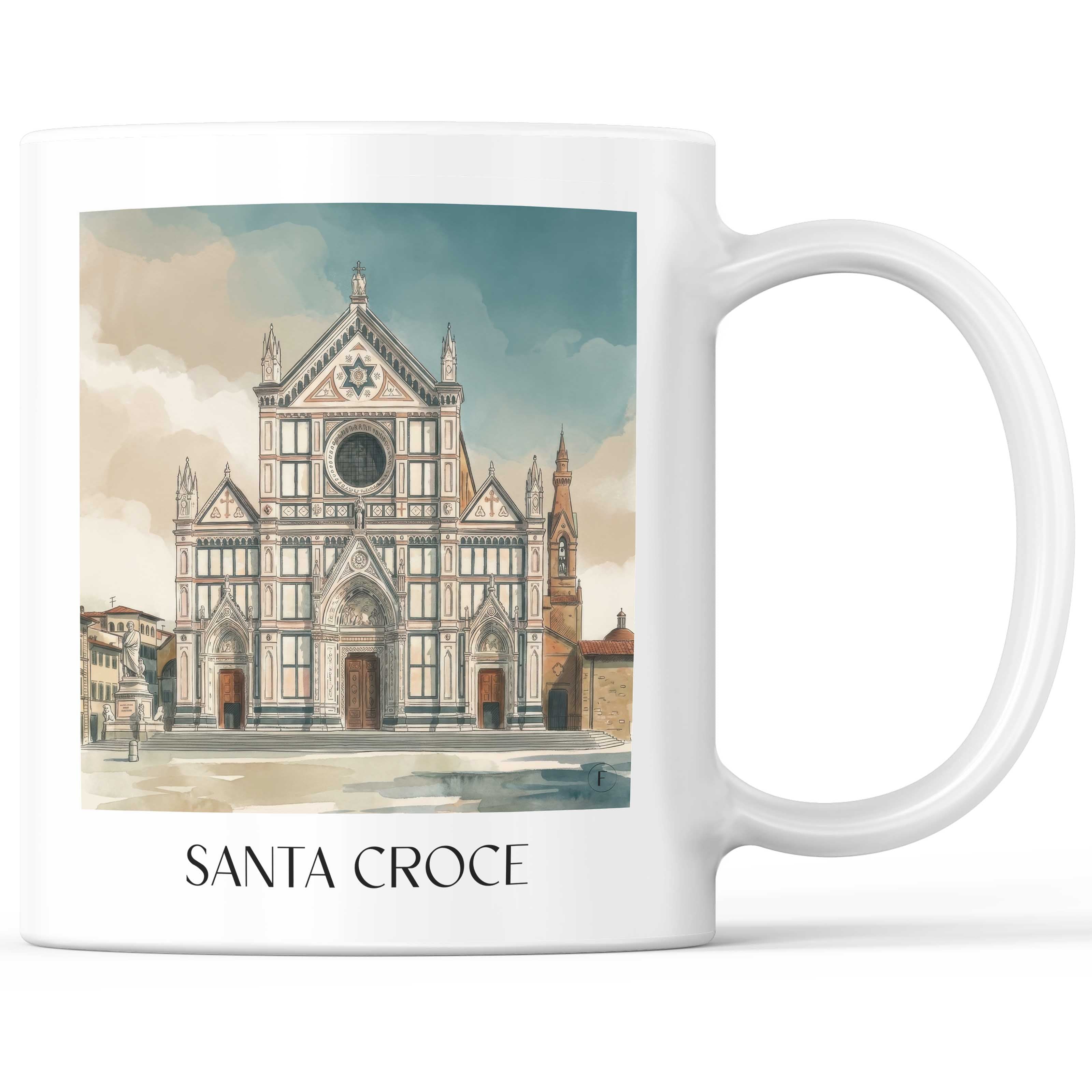 Santa Croce Kaffeebecher - Florenz - Italien Becher - Kaffeetasse im Aquarell Stil - favplace
