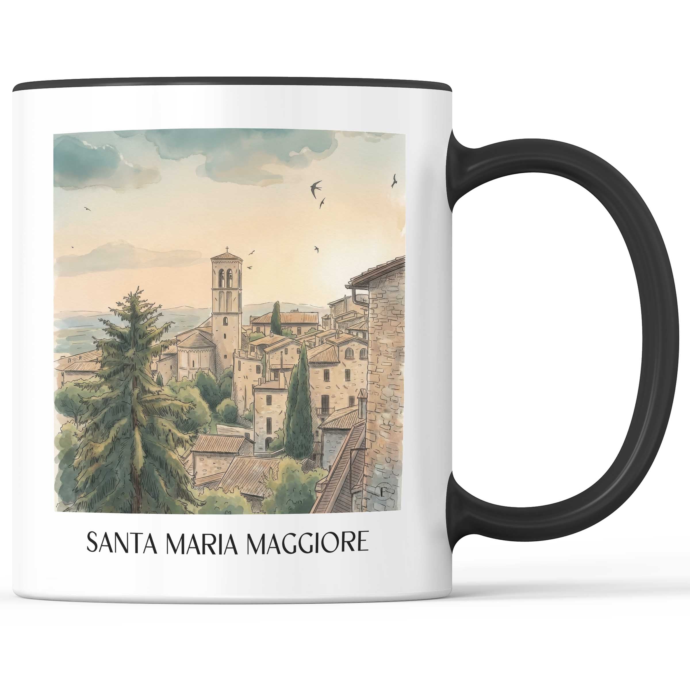 santa-maria-maggiore-assisi-italien-kaffeebecher-aquarell