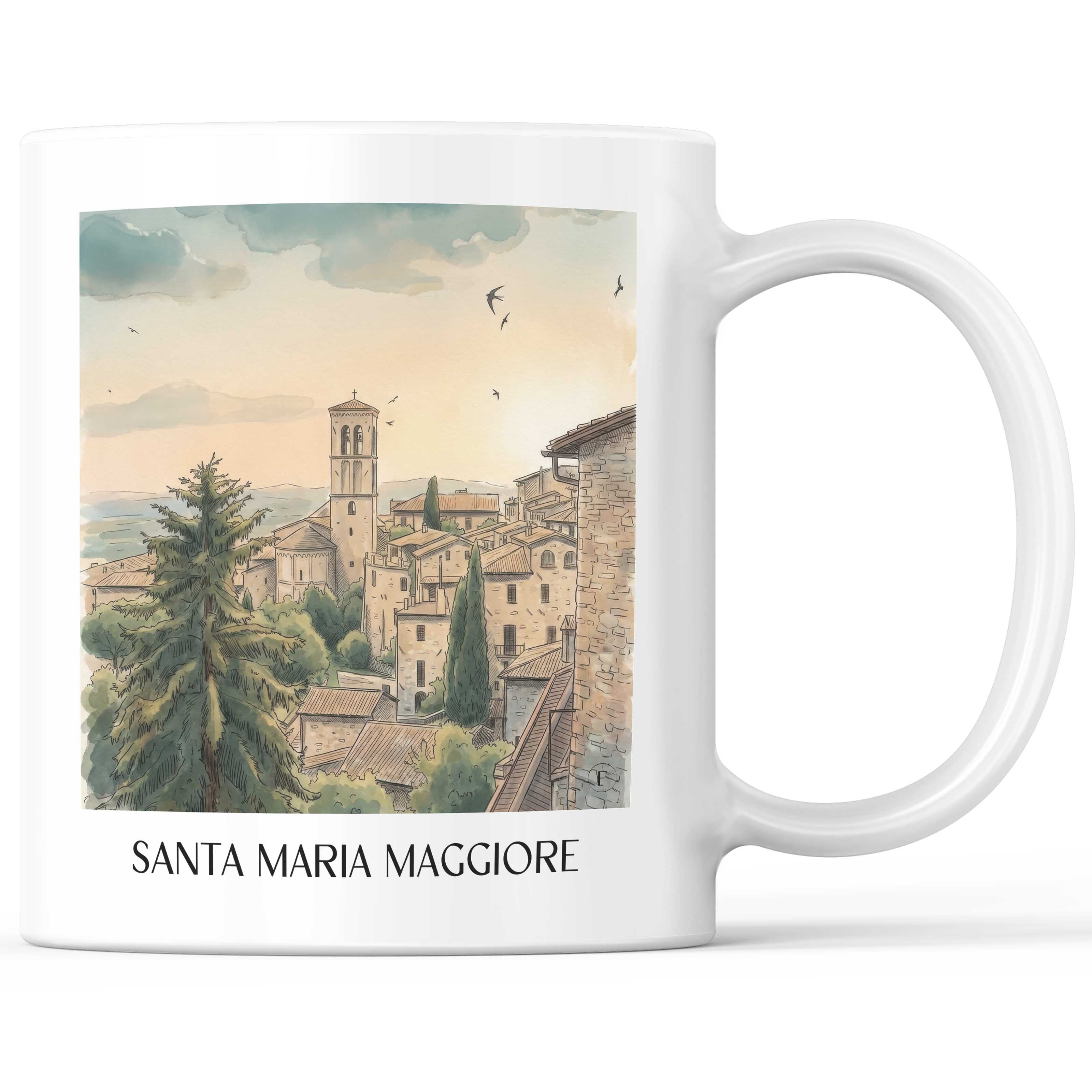 santa-maria-maggiore-assisi-italien-kaffeebecher-aquarell